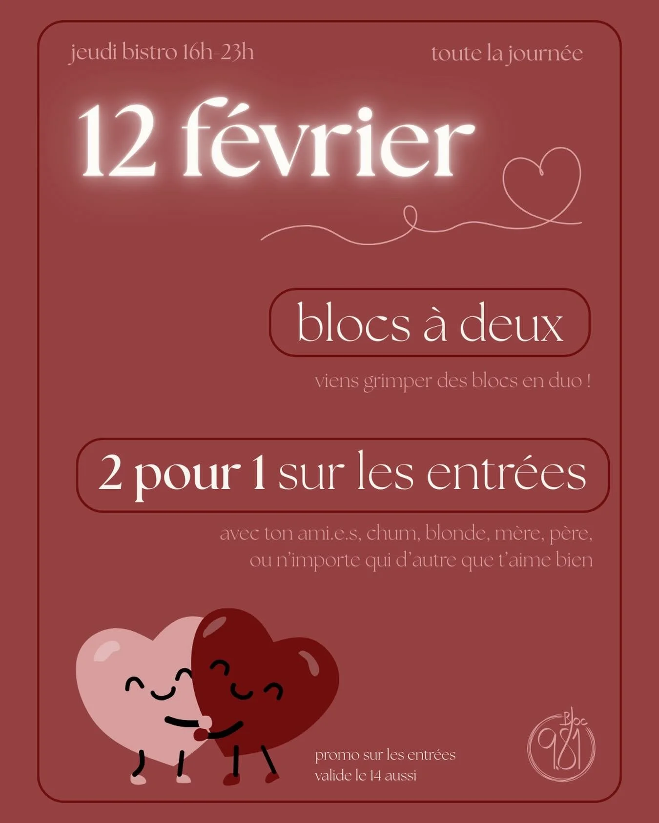 February 12 and 14, we're offering 2 for 1 on daily admission tickets 🩷 

Bring your boyfriend, girlfriend, friend, or family member and take advantage of our promotion!

*Only valid on February 12 and 14*

-

February 12 and 14