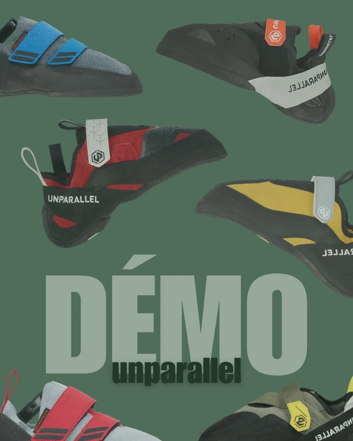 PLEINE LUNE 1 MAI 🌕
DÉMO 1/2 

Souliers d’escalade Unparallel 👟

Vous pourrez essayer et grimper avec une vaste sélection de modèles et grandeurs ! 

— 

FULL MOON MAY 1st 🌕
DEMO 1/2 

Unparallel climbing shoes 👟 