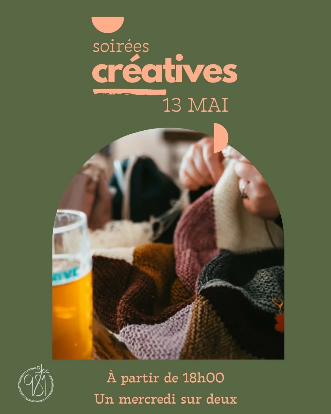 Demain soir !

Amène ton projet créatif, que ce soit du dessin ou du crochet tout est bienvenu 🧶

À partir de 18h, aucun paiement requis pour participer (sauf si vous grimpez avant ou après)

1 mercredi sur 2 pour tout l&
