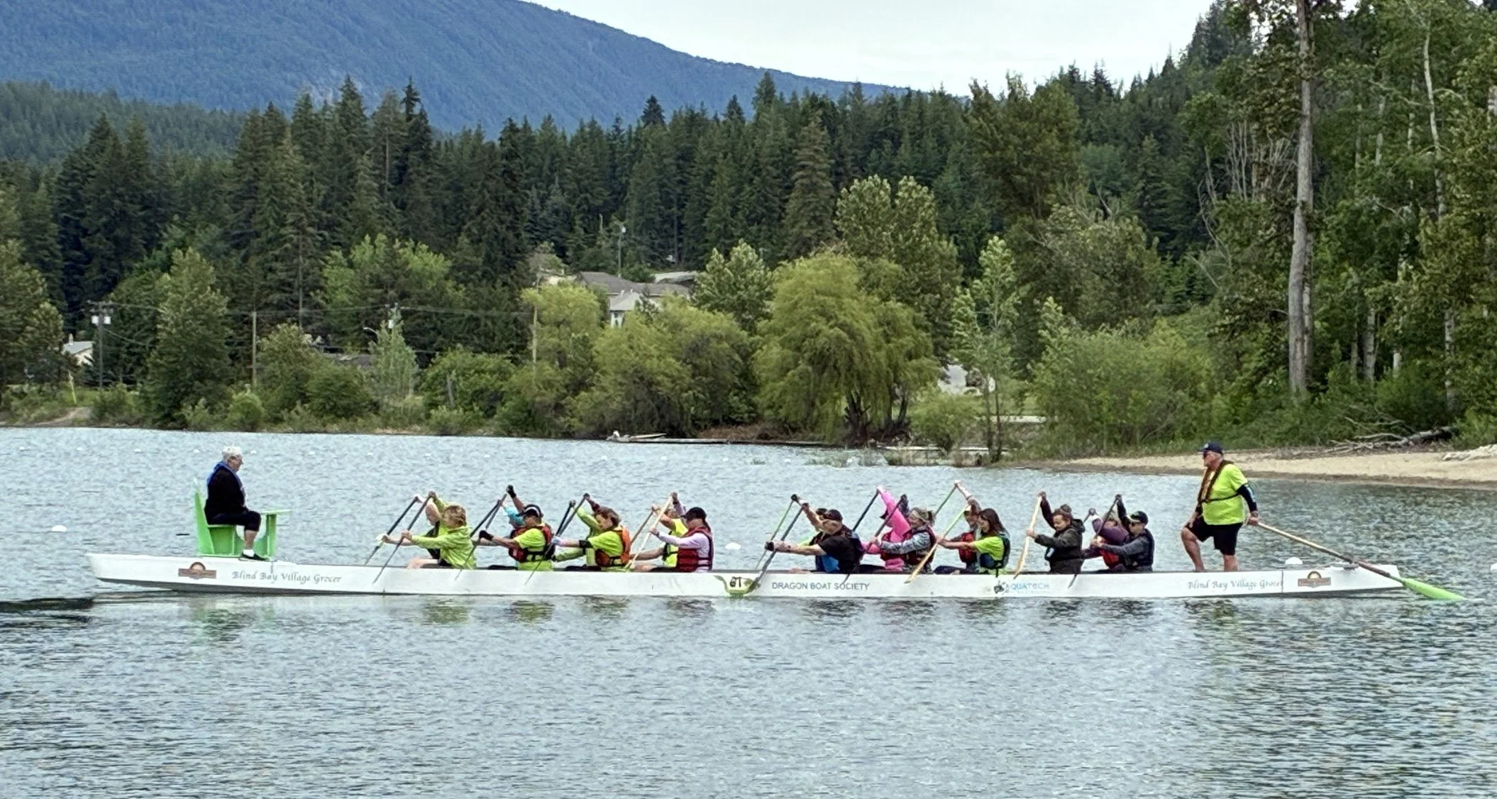GT Dragon Boat paddlers during a practice in Blind Bay (photo credit: Celia Dyer)