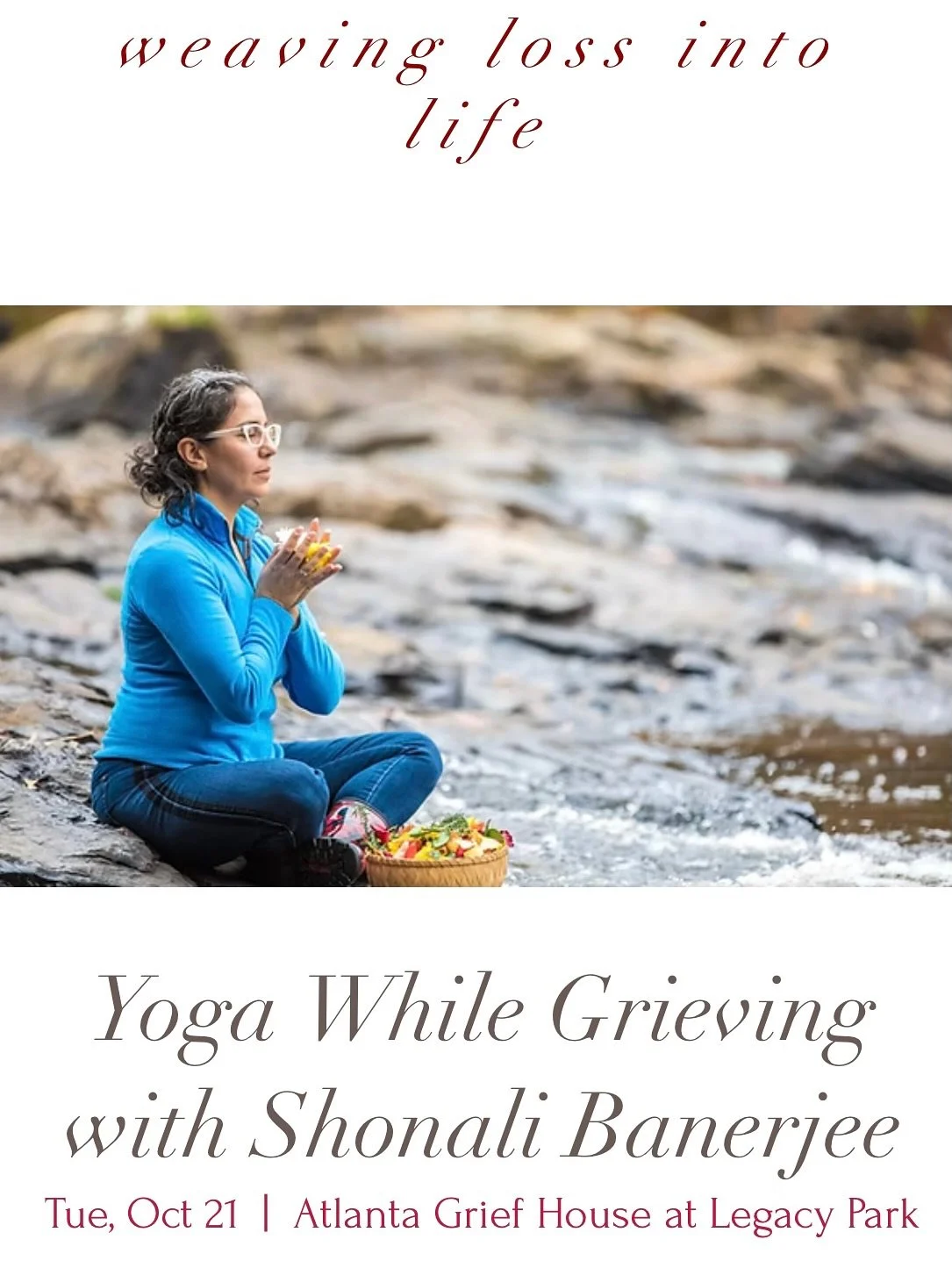 Come spend Tuesday evenings with me at The Grief House. Five week series begins 10/21 and runs through 11/18. 

In this community, you are held, tended, &amp; cared for. As the leaves turn, turn towards grief. Breath, song and a rediscovery of your p