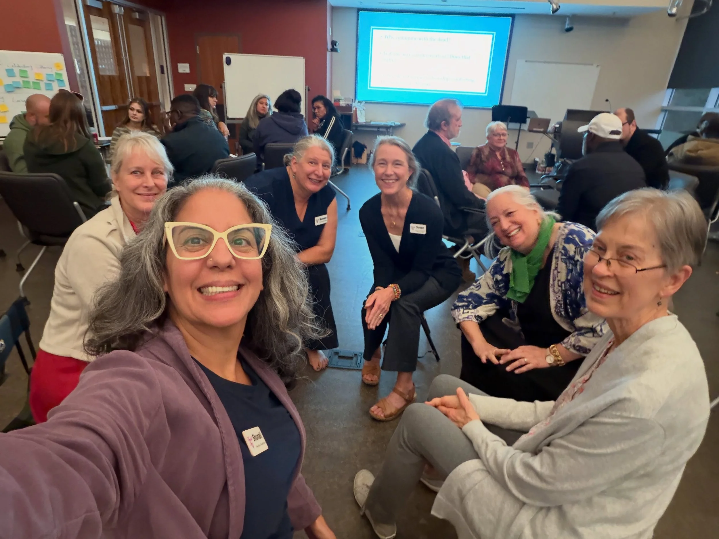 Voices of Love Threshold Choir shared the All Souls Postoffice experience with students from the Columbia Theological Seminary. The program, created by our director, Susan Patterson, gives folks the opportunity, through old fashioned letter writing, 