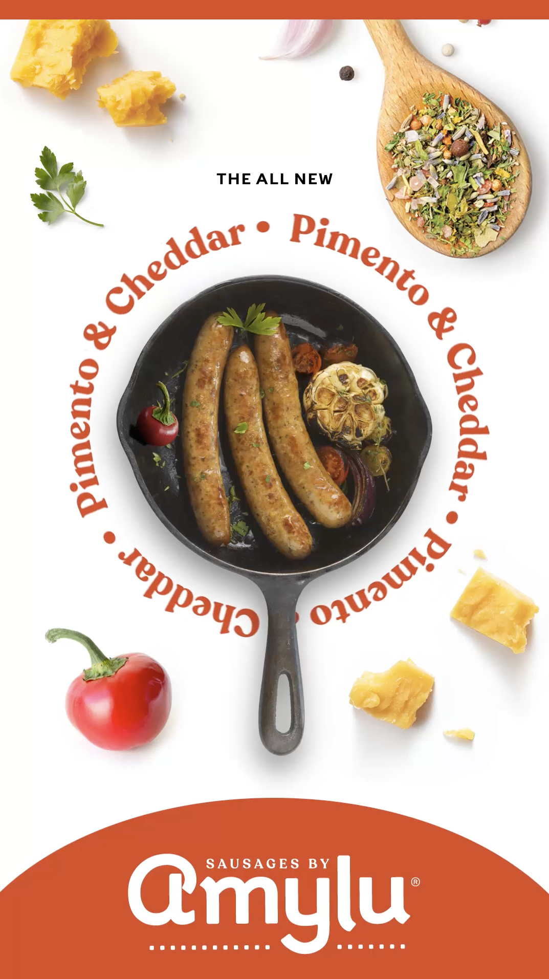 Paid Social Media Ad - Amylu Foods - Pimento & Cheddar Sausages