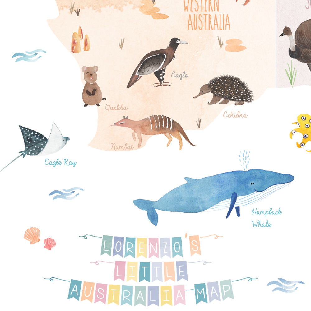 Educational poster - Australia animal Map — Happy Lazuly