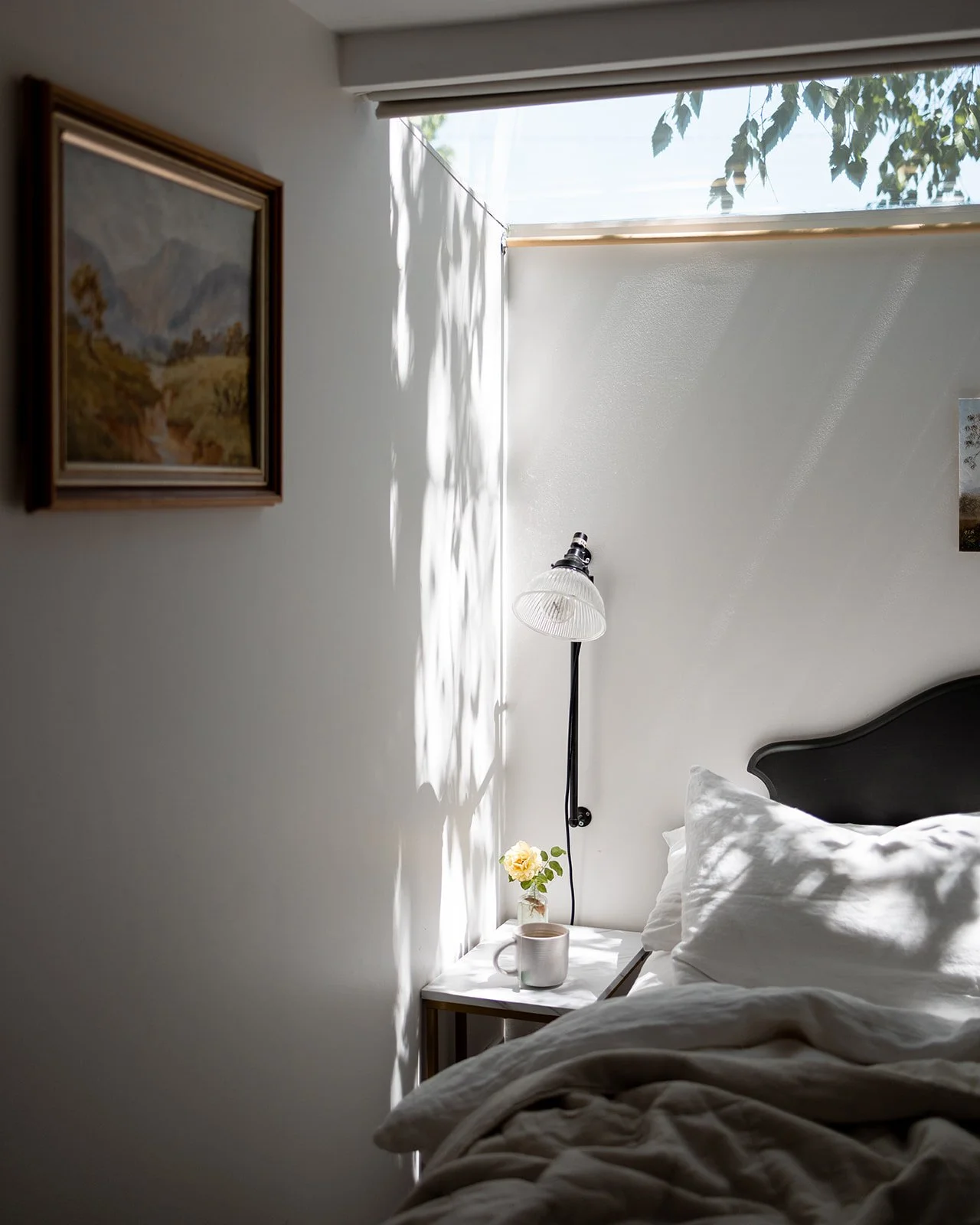 The skylight above Ned's Nook bed makes it the perfect place to relax and watch the clouds float by.   
