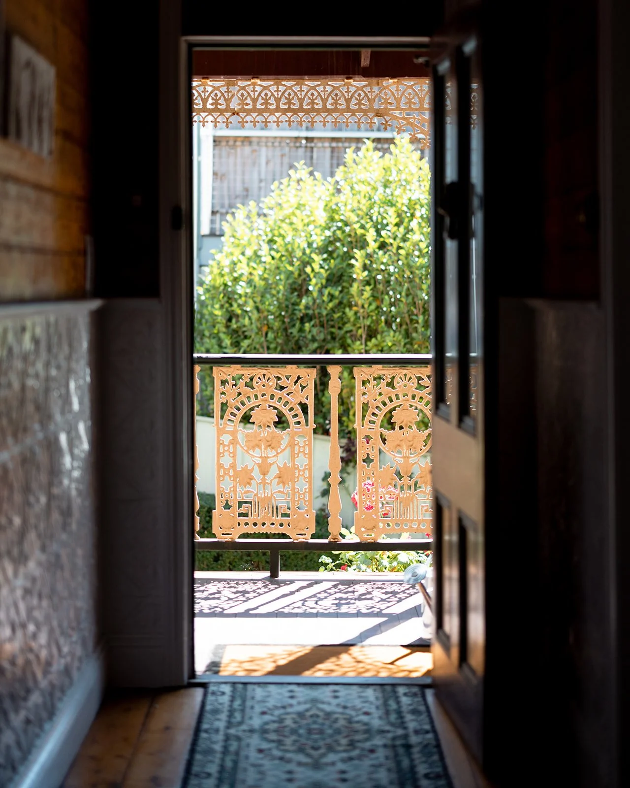 Kelly House's front door leads off the beautiful verandah. 