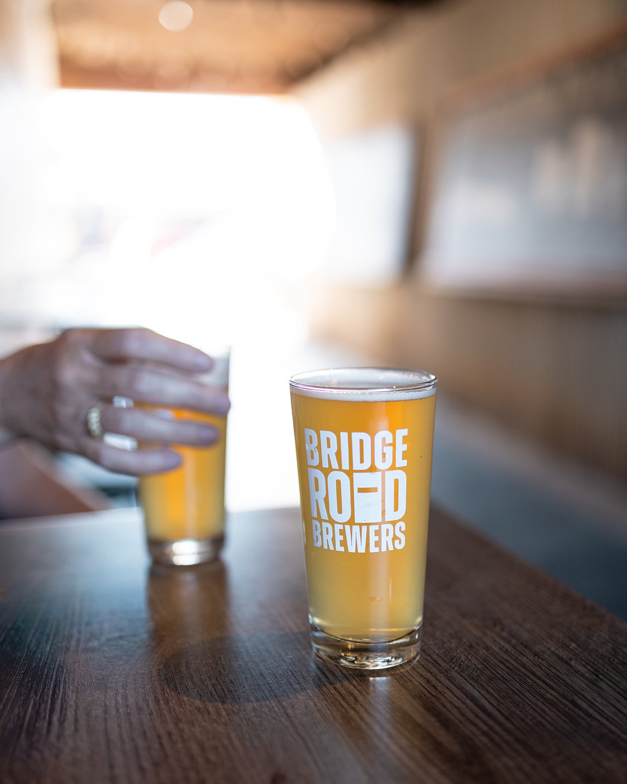 Beers sitting on a table at Bridge Road Brewery Beechworth