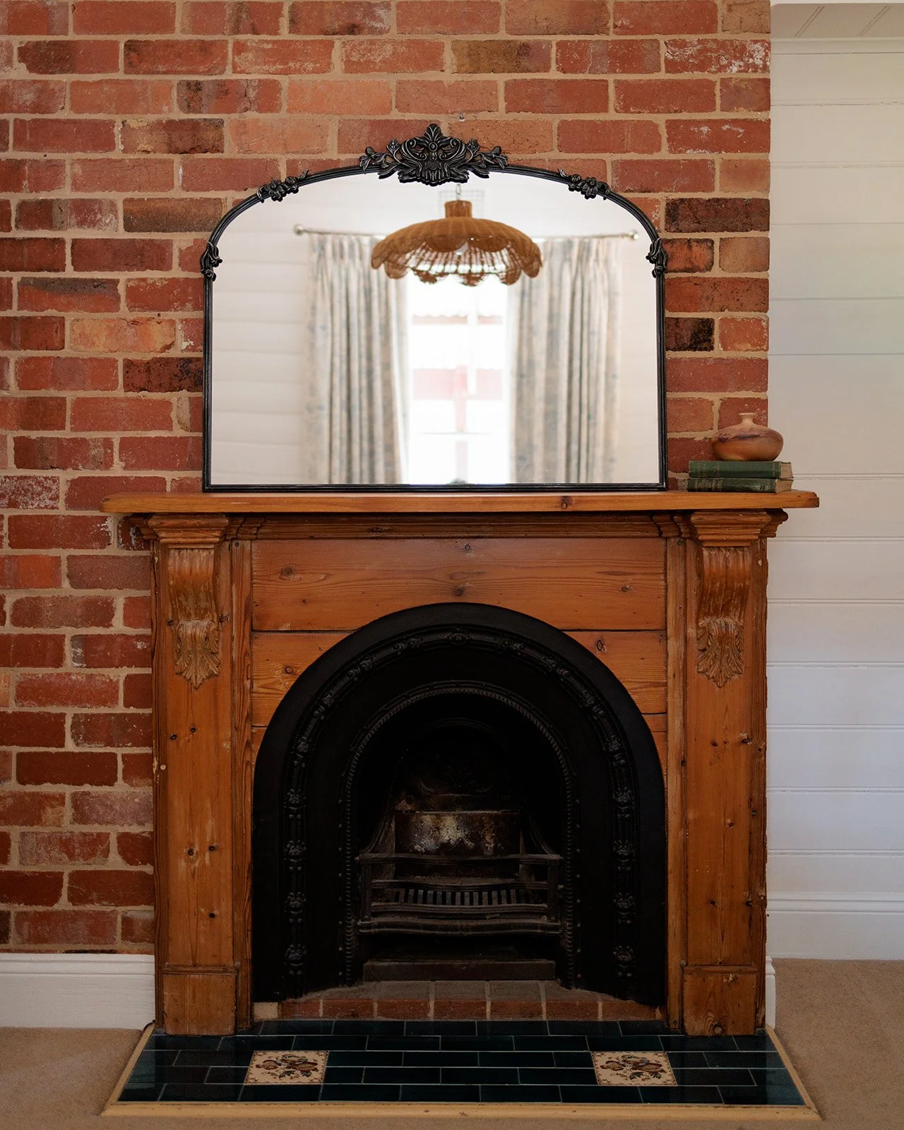 Heritage details are throughout the house, like this old fireplace.  