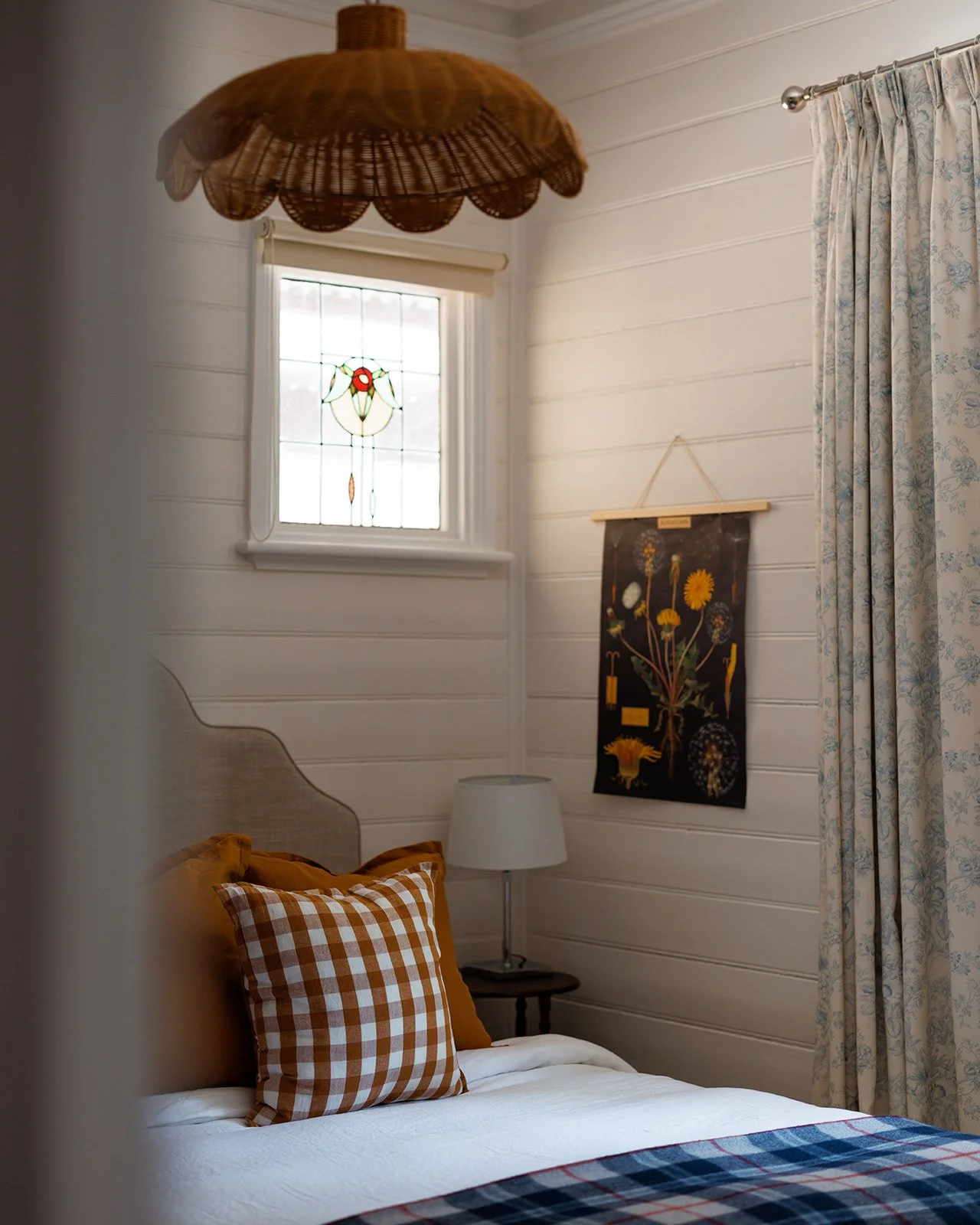 Bedroom one of Kelly House is decorated in gorgeous blue and tobacco tones to create a beautiful space to relax in.  