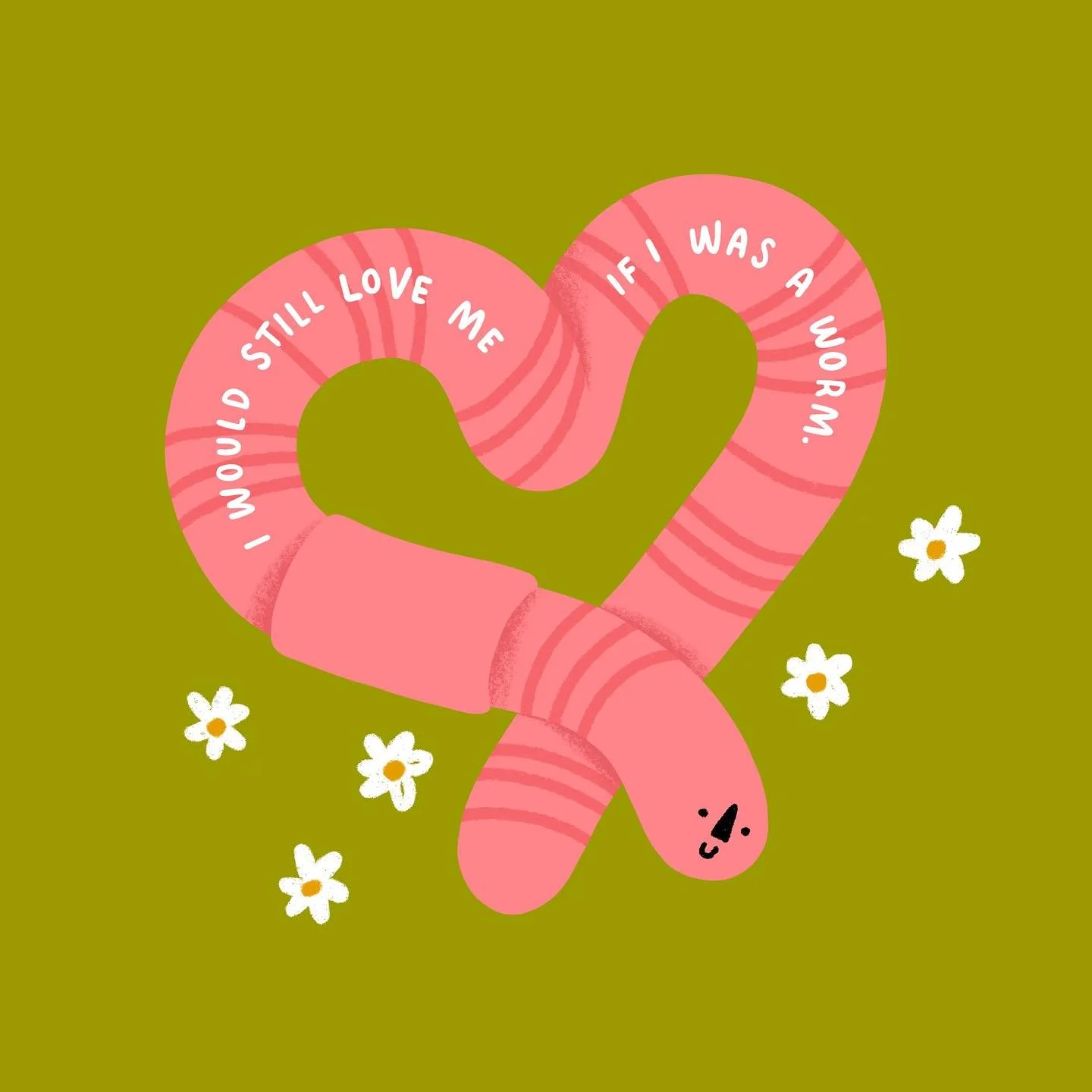 Out for 2024: self hatred 
In for 2024: worms

#worms #wormillustration #selflove #illustrationinspo #2024illustration #flowers #floralillustration