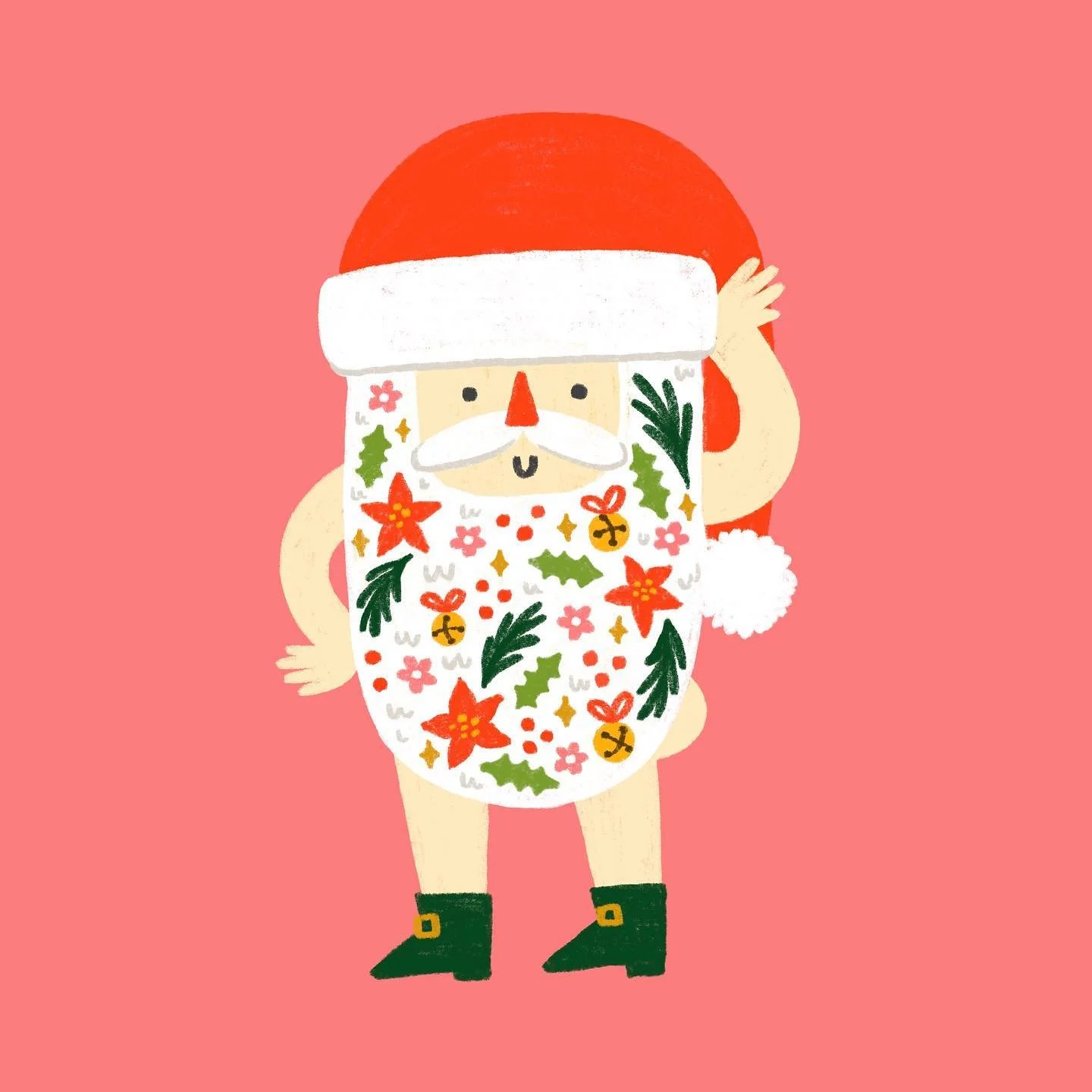 I made this little Santa for the holiday show I did, and he did not sell well. Maybe he wasn&rsquo;t bright enough against my other products, maybe people weren&rsquo;t looking for Christmas, maybe my art is bad and I should never draw again. Honestl