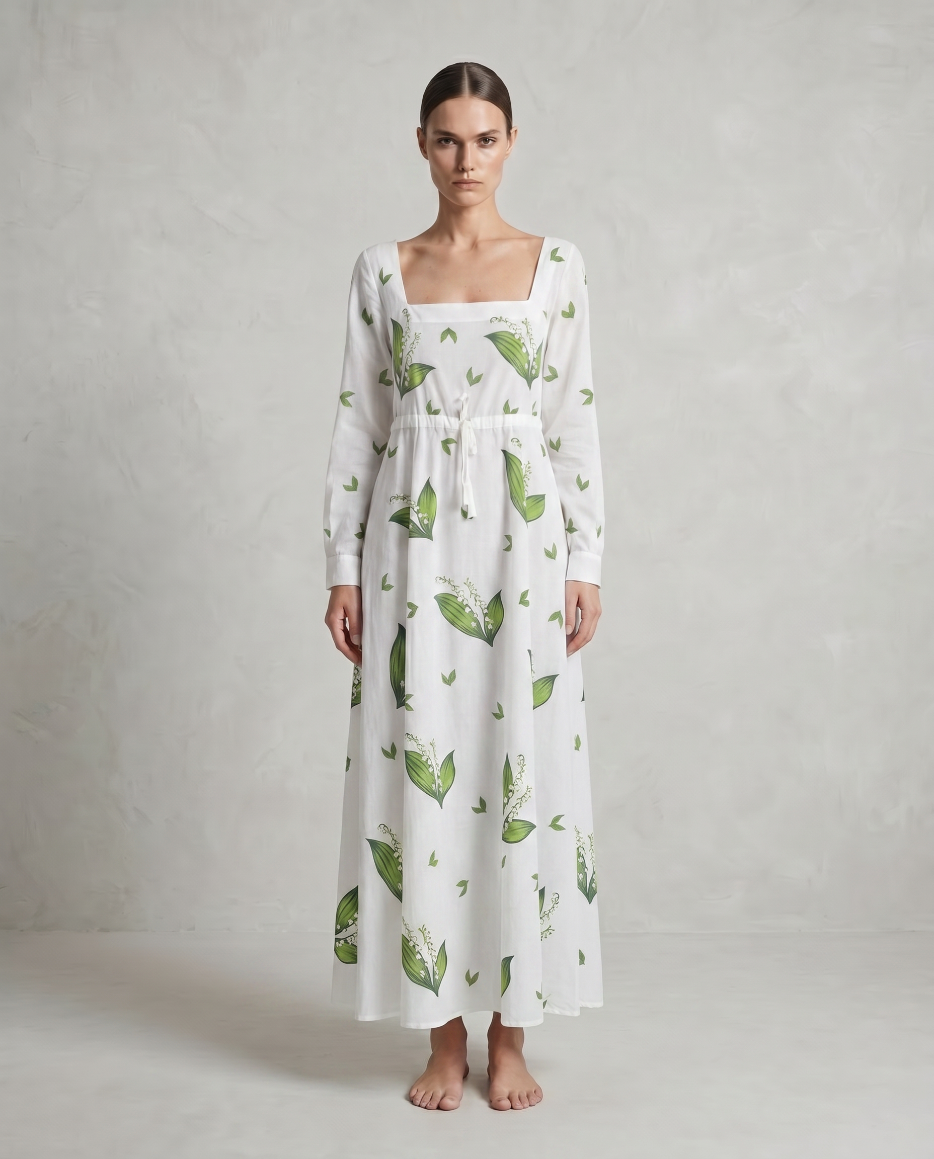 Gigia Dress with Lily of the Valley Block Print