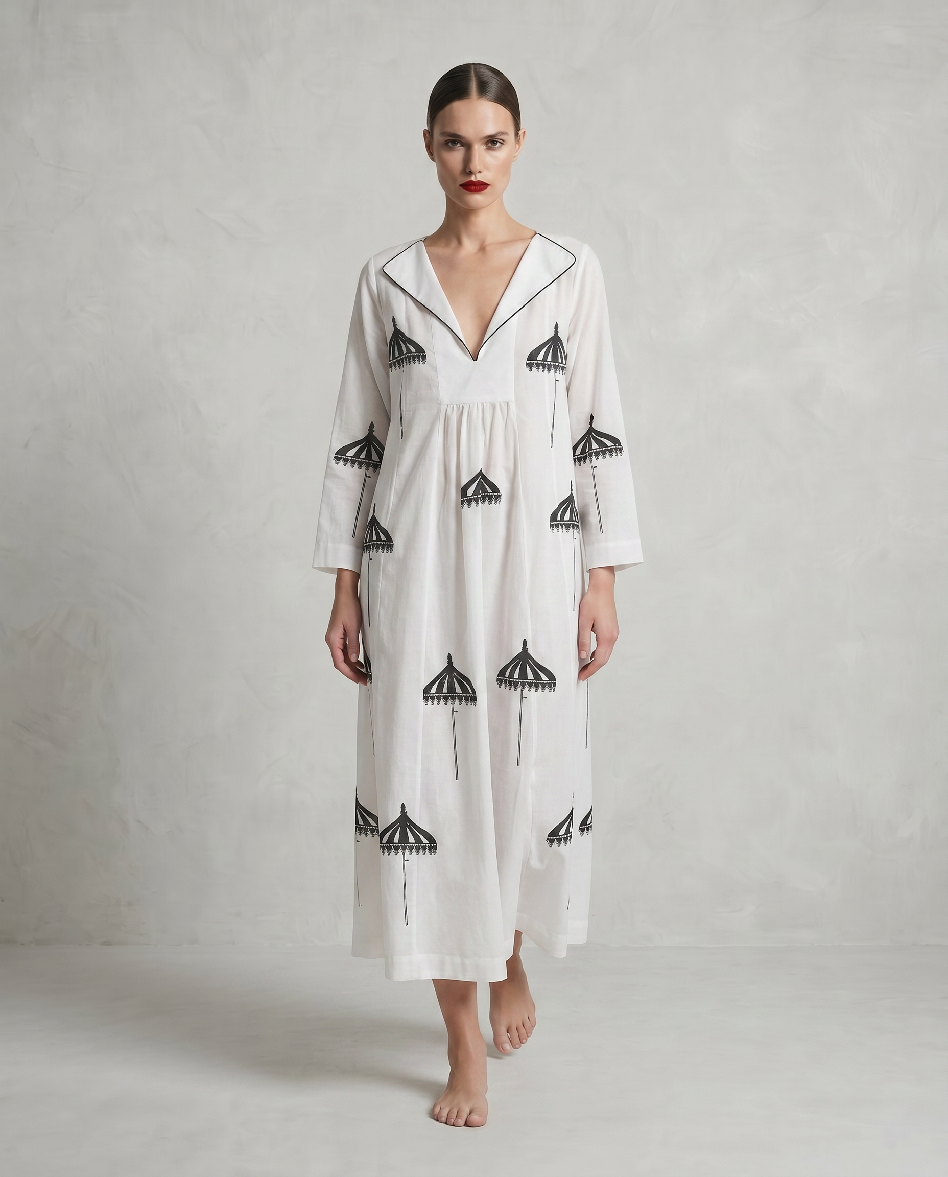 Namia Dress with Patio Umbrellas in Crew Le Sirenuse Blue Stripes