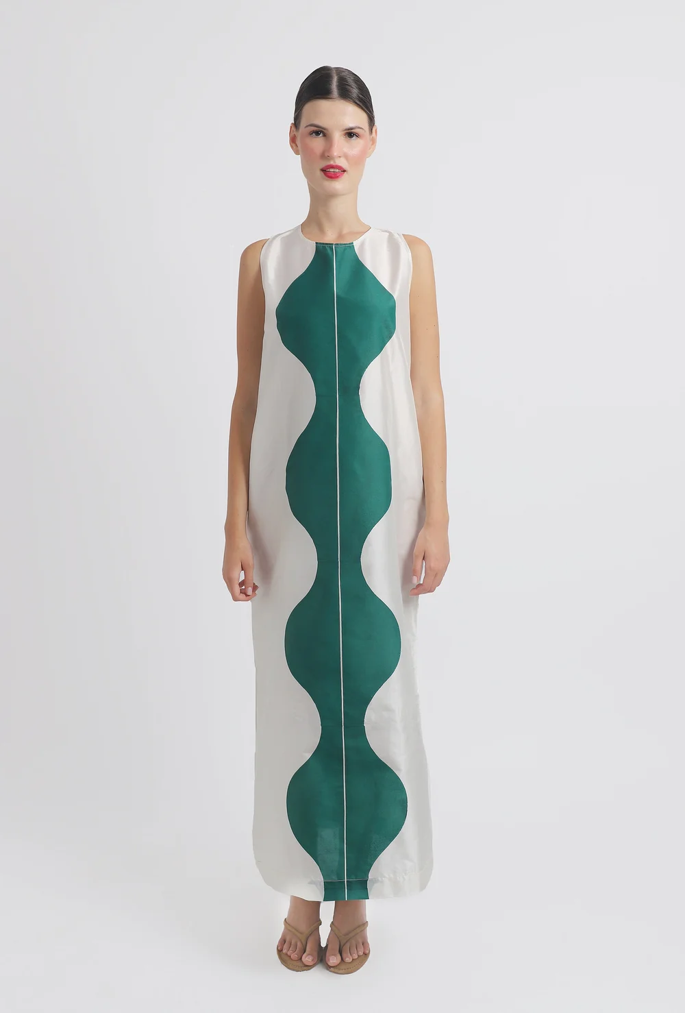 slim fit dress slacks Sleeveless V Neck Taffeta Midi Cocktail Dress | Fit and FlareGown main image 0