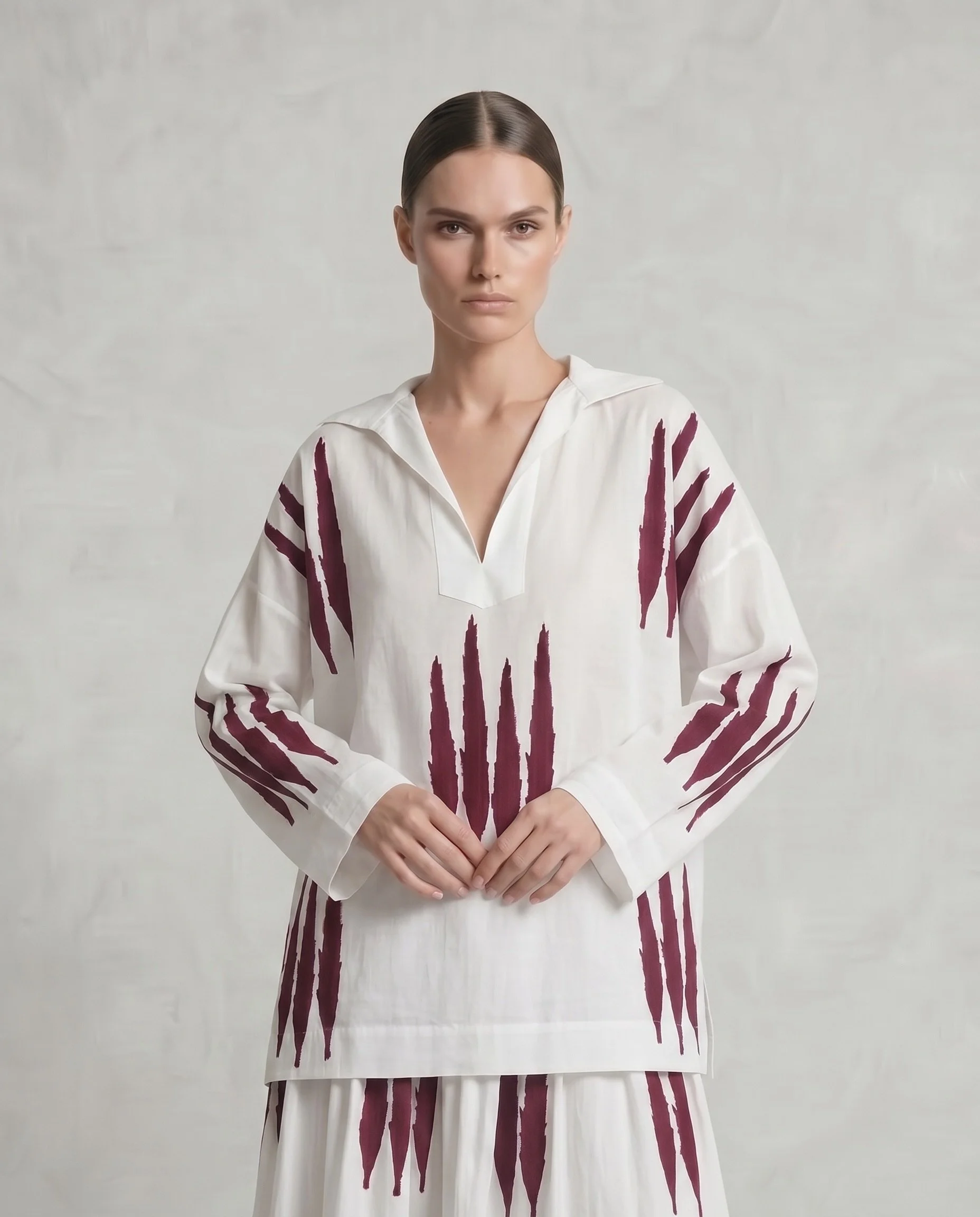 Era Blouse with Dark Red Cypress