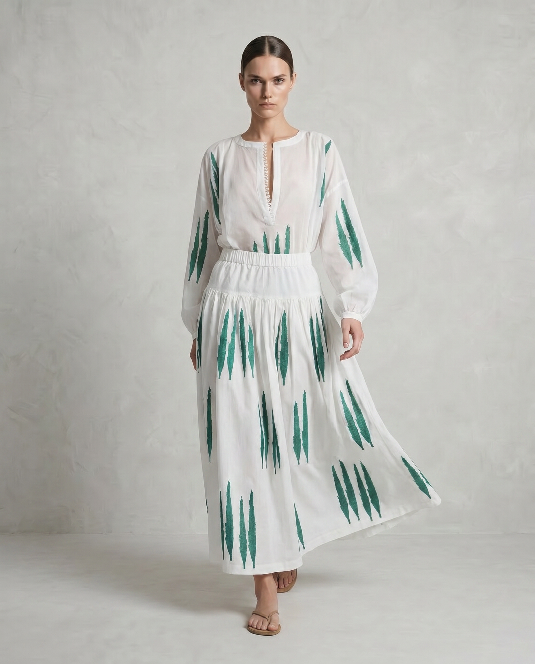 Antibes Skirt with Cypress Block