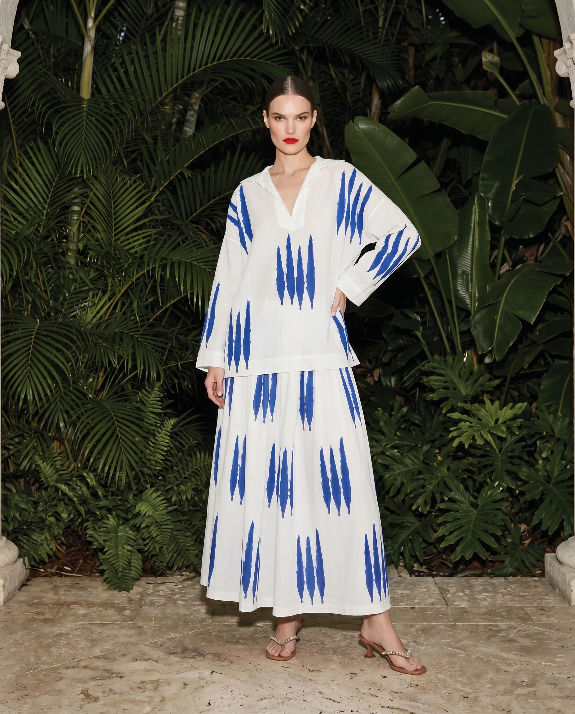 Era Blouse with Royal Blue Cypress