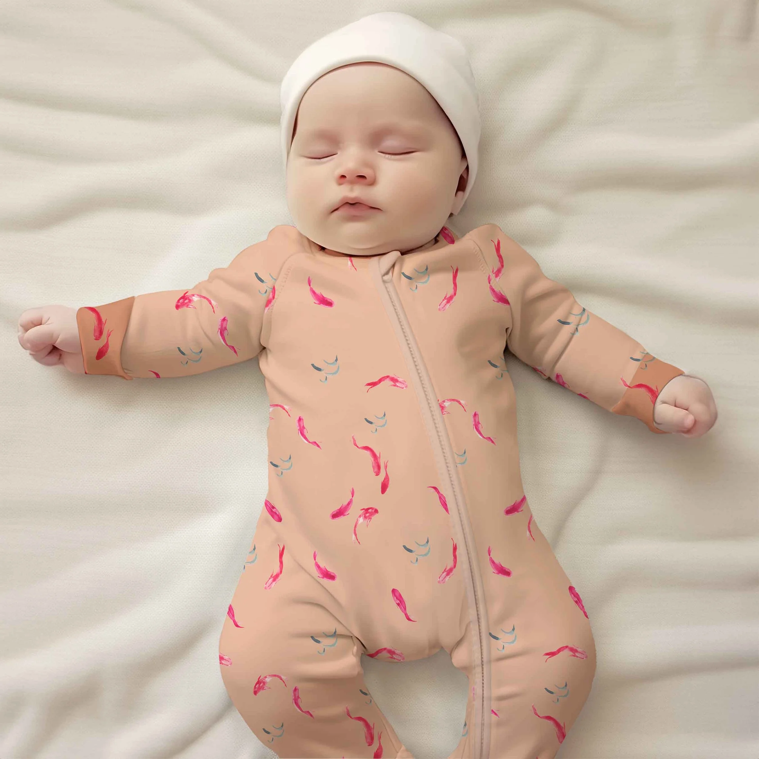 koi pond baby onesie Zipper Jump Suit-Mock.jpg