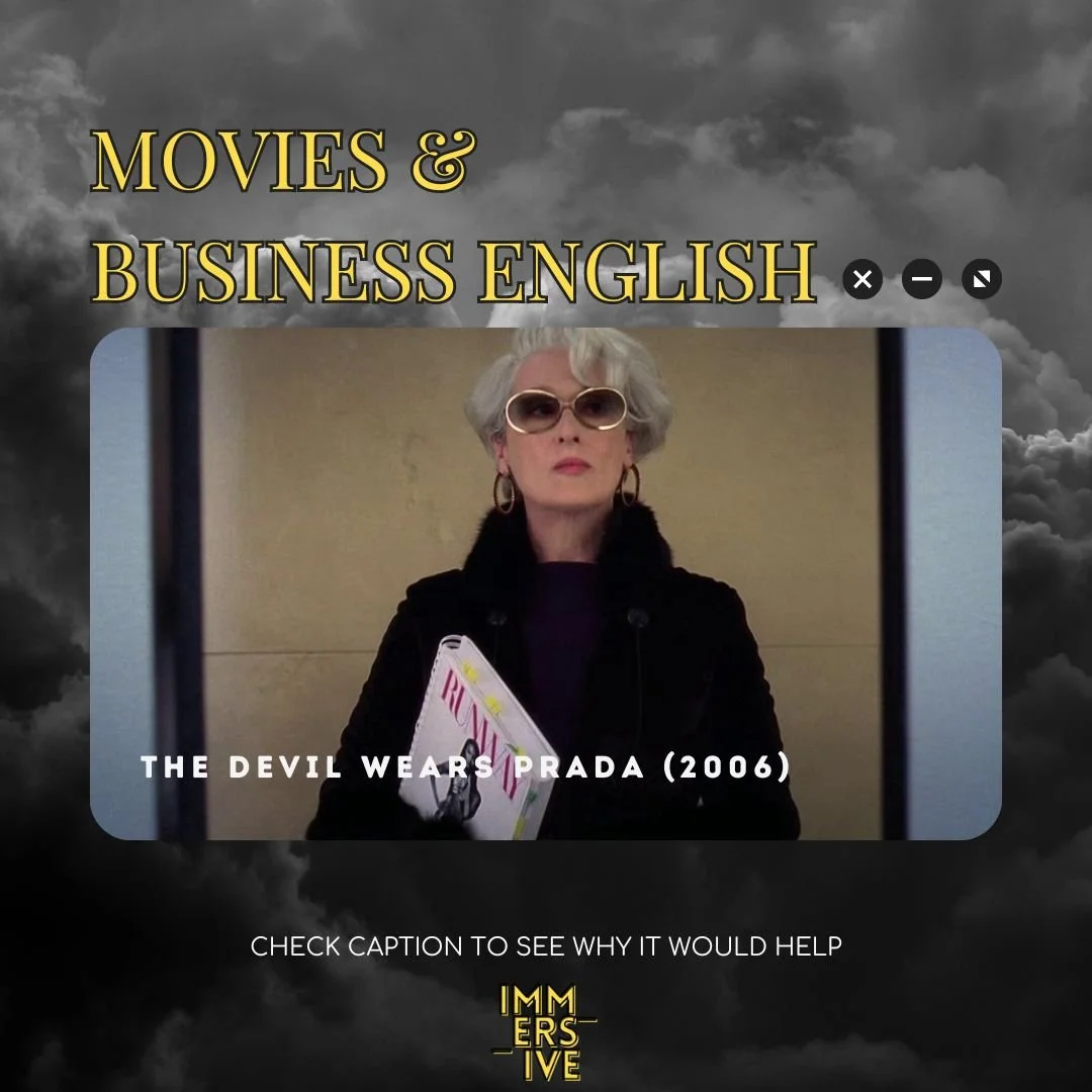Improving your (Business) English by watching Movies and Shows? Hell yeah you can! 😲

🎯The Devil Wears Prada (2006):

Set in the fashion industry, this film uses business vocabulary related to media, public relations, and corporate culture. It's a 