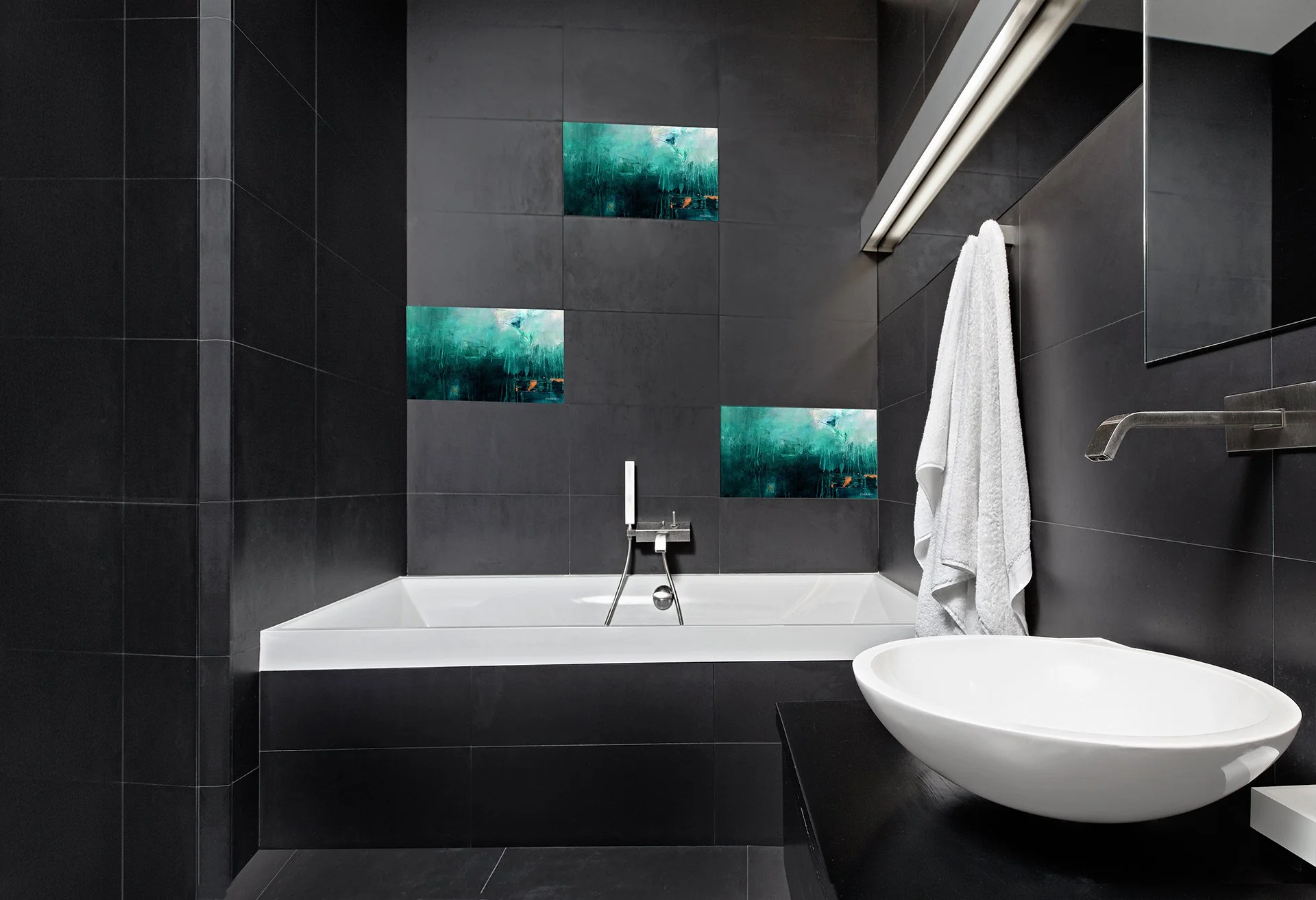 Revelation Large Glass Tile Contemporary Art Bathroom Tiles — Red Dog