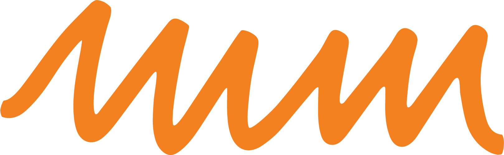 An orange squiggle thread on a transparent background.