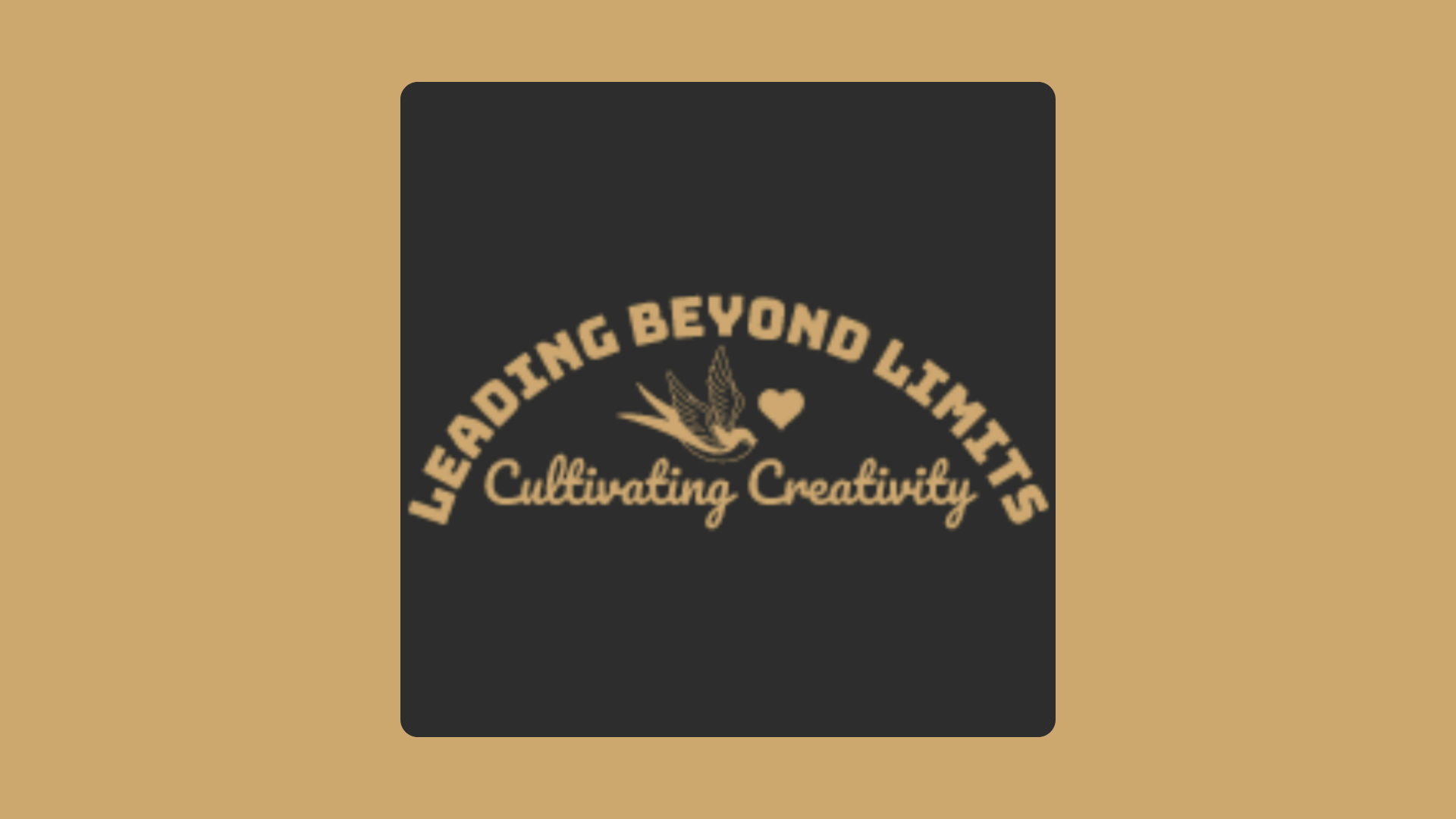 Logo with text 'Leading Beyond Limits Cultivating Creativity' and an illustration of a flying swallow with a heart.
