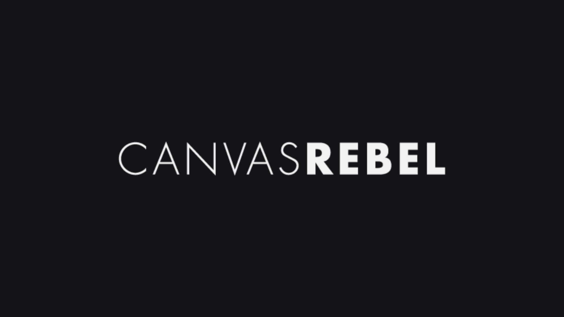 Logo for CanvasRebel in white text on a black background.