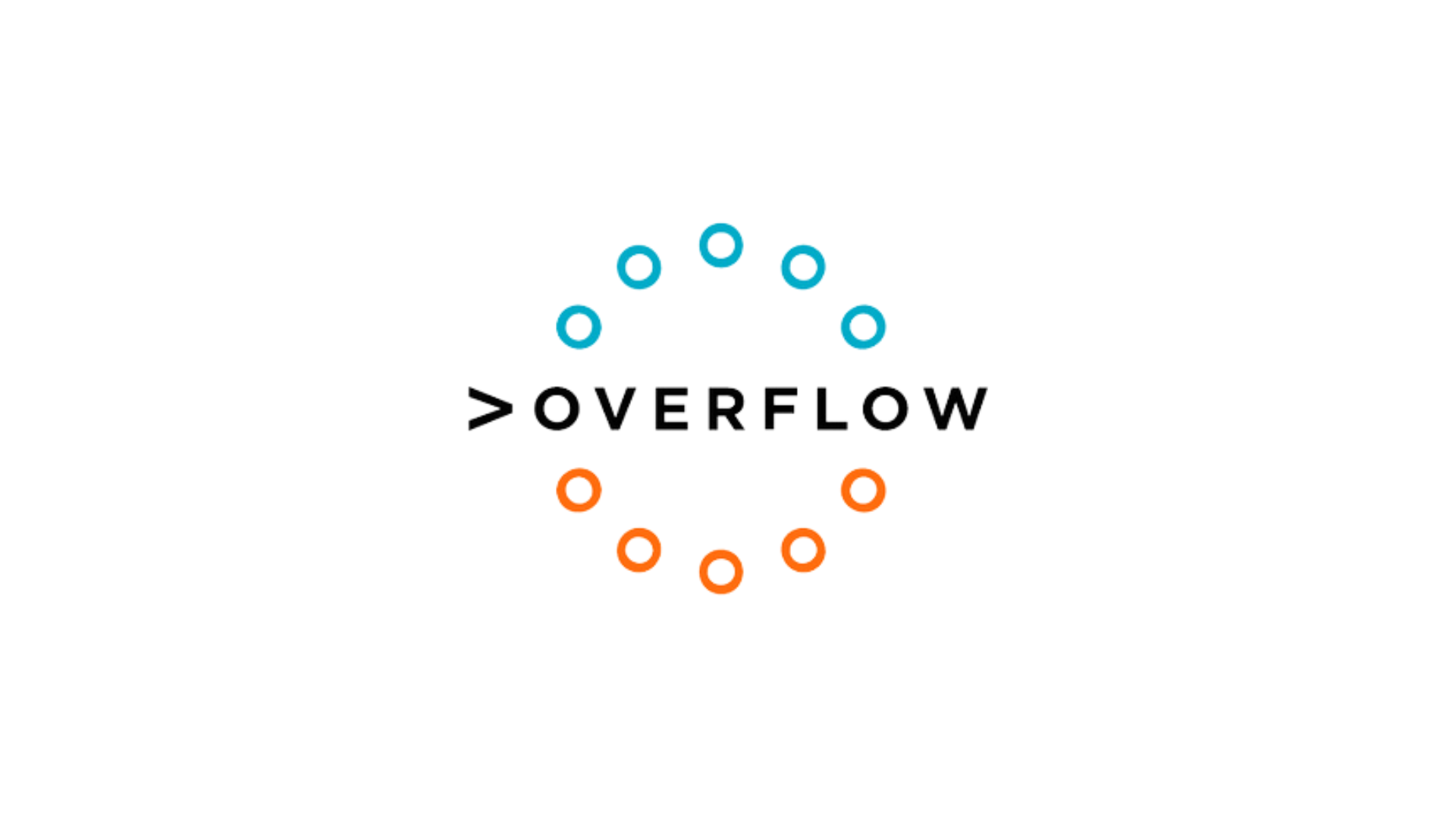 Overflow logo with blue and orange circles surrounding the black text 'OVERFLOW' in the center.
