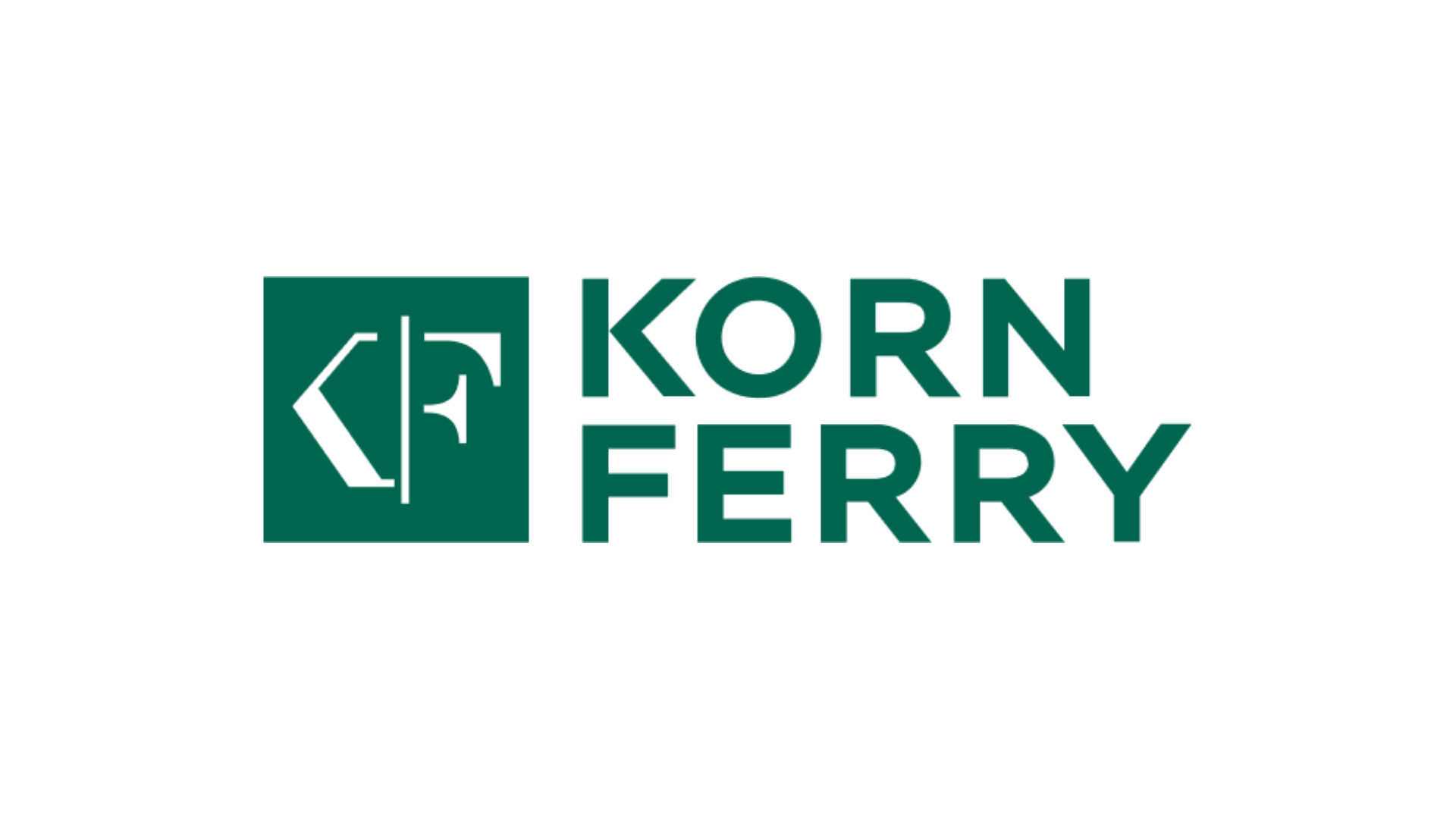 Korn Ferry logo with green stylized 'K' and 'F' inside a square, and the words 'Korn Ferry' next to it.