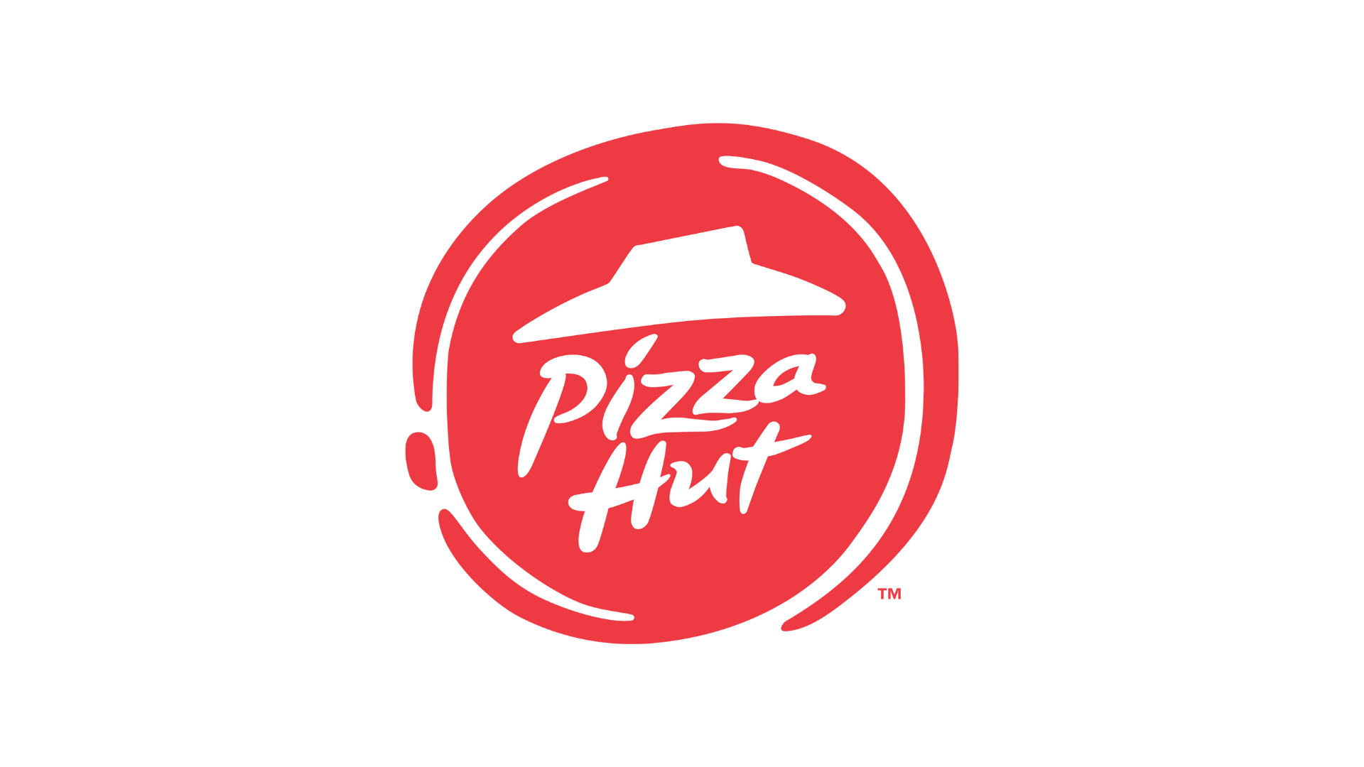 Red circular logo with a white pizza chef hat silhouette above the text 'Pizza Hut' written in white, stylized font.