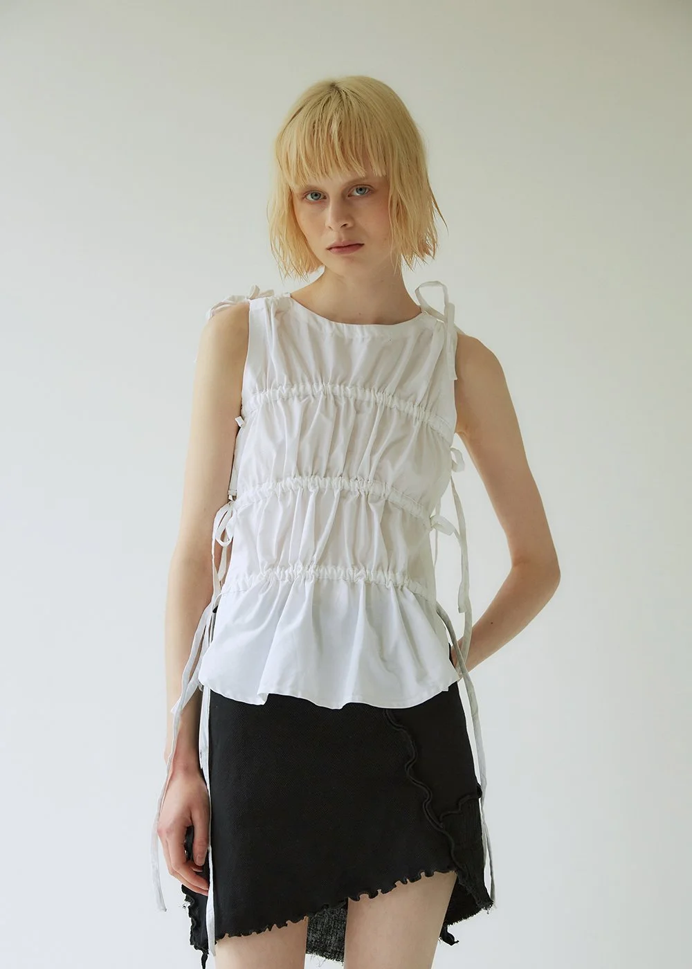 SBA white ruched top 