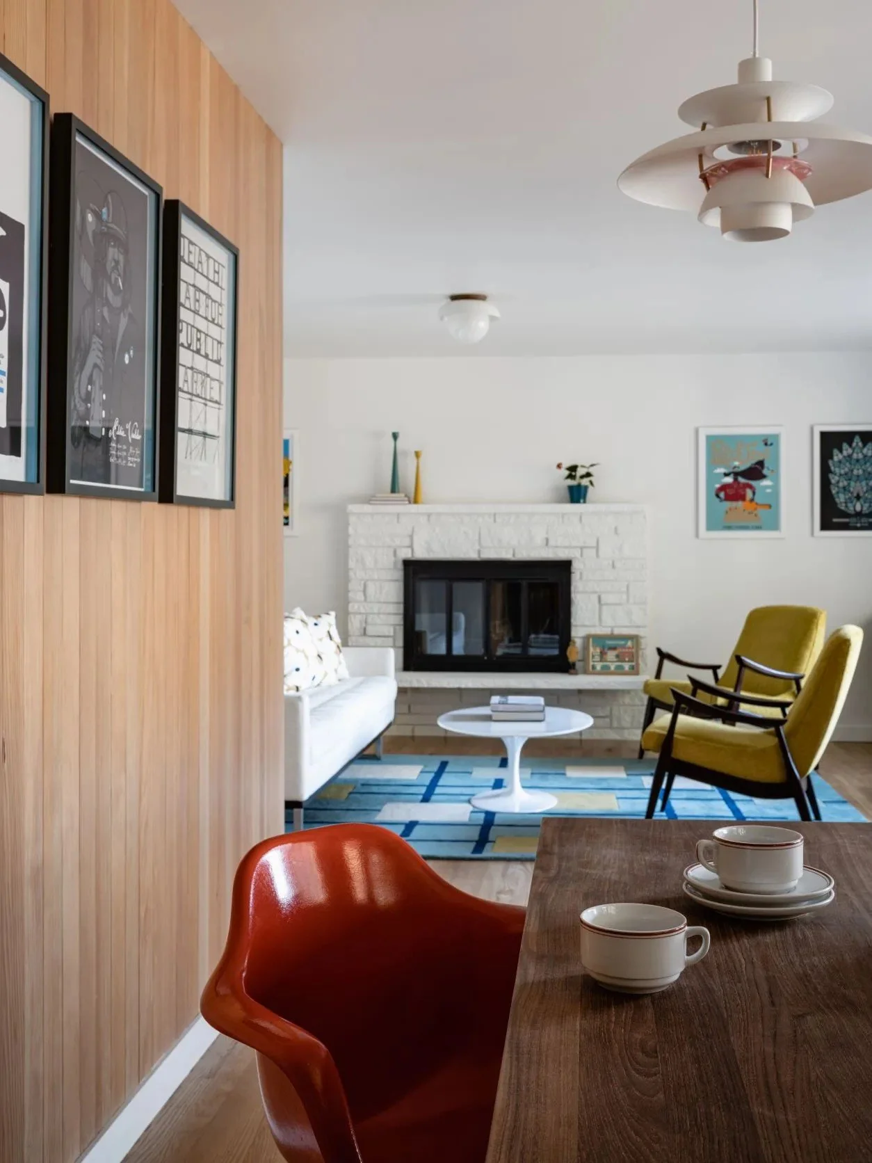 A colorful Snyder home designed for a fresh chapter, blending Craftsman-inspired warmth, natural wood, expressive tile, music, pop art, and collected furnishings into a space that feels joyful and entirely personal.