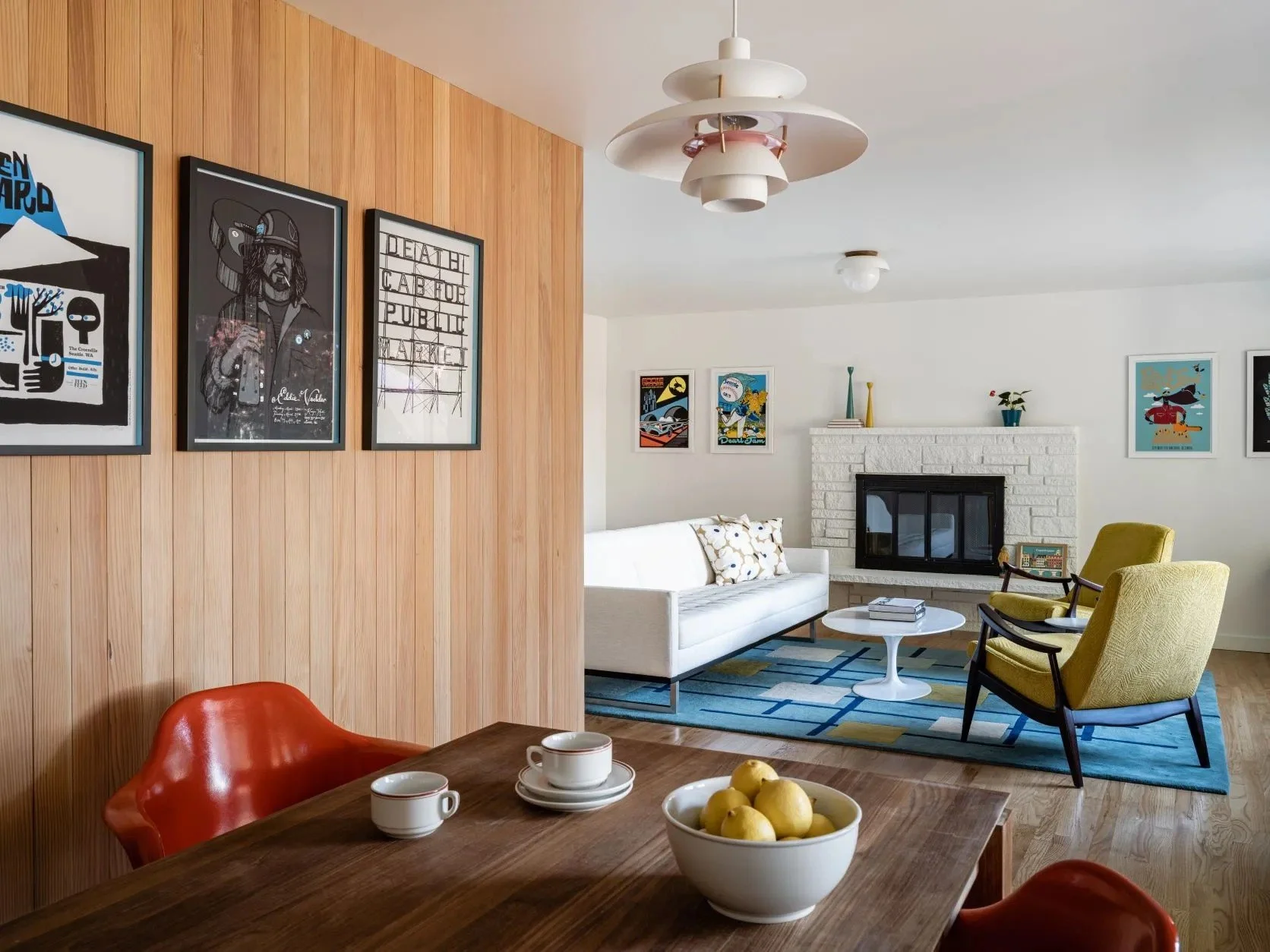 A colorful Snyder home designed for a fresh chapter, blending Craftsman-inspired warmth, natural wood, expressive tile, music, pop art, and collected furnishings into a space that feels joyful and entirely personal.