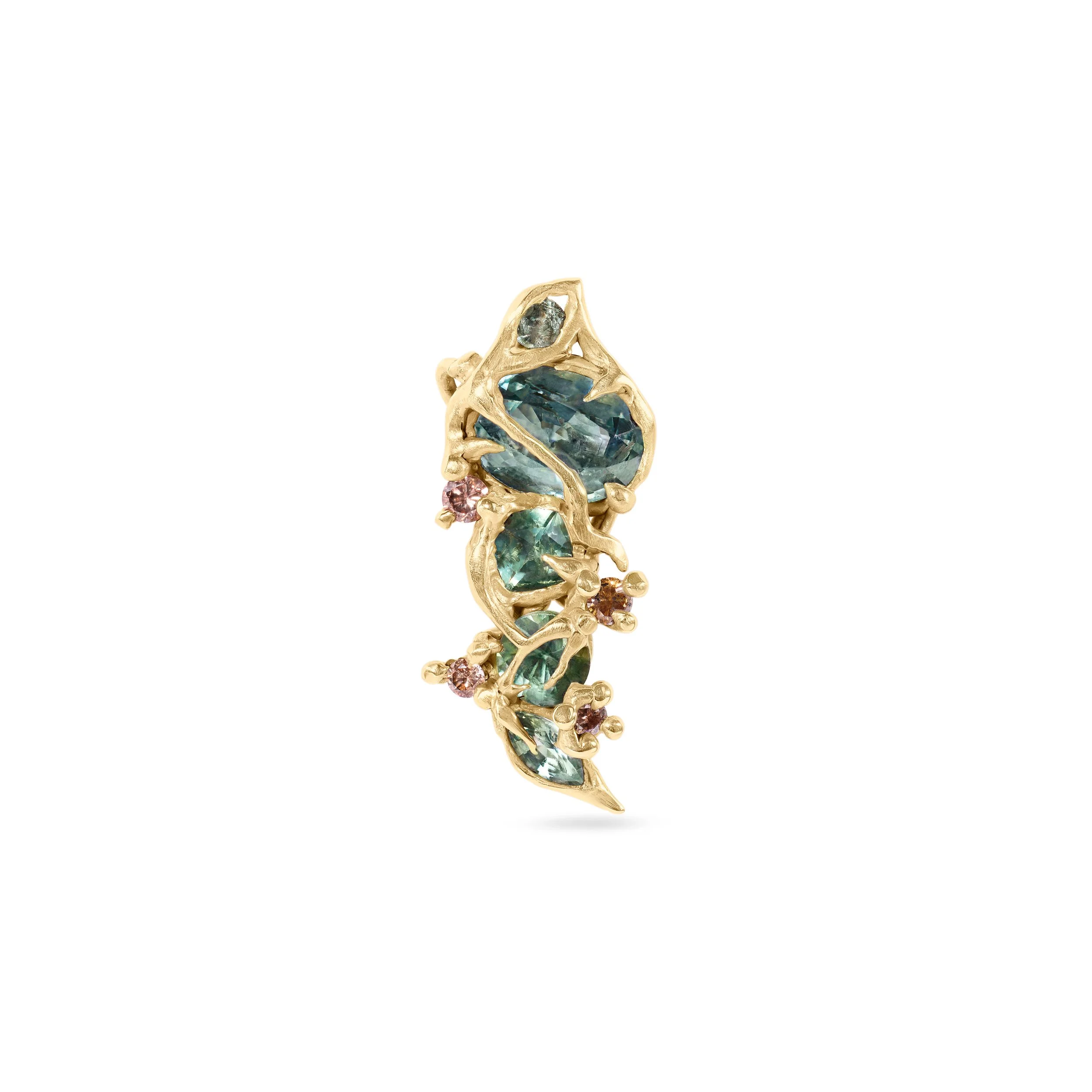 Sapphire and Diamond Leaf Brooch