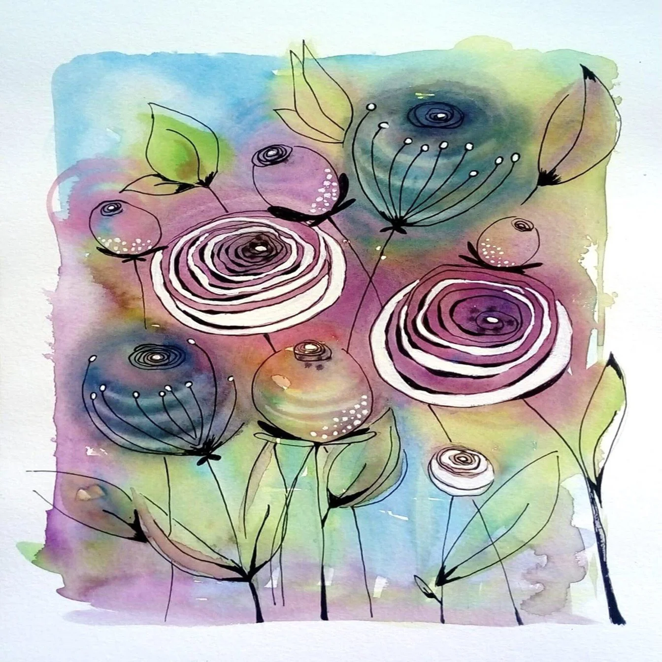 Abstract Floral Watercolor Class, May 11, 2026 Nary MN