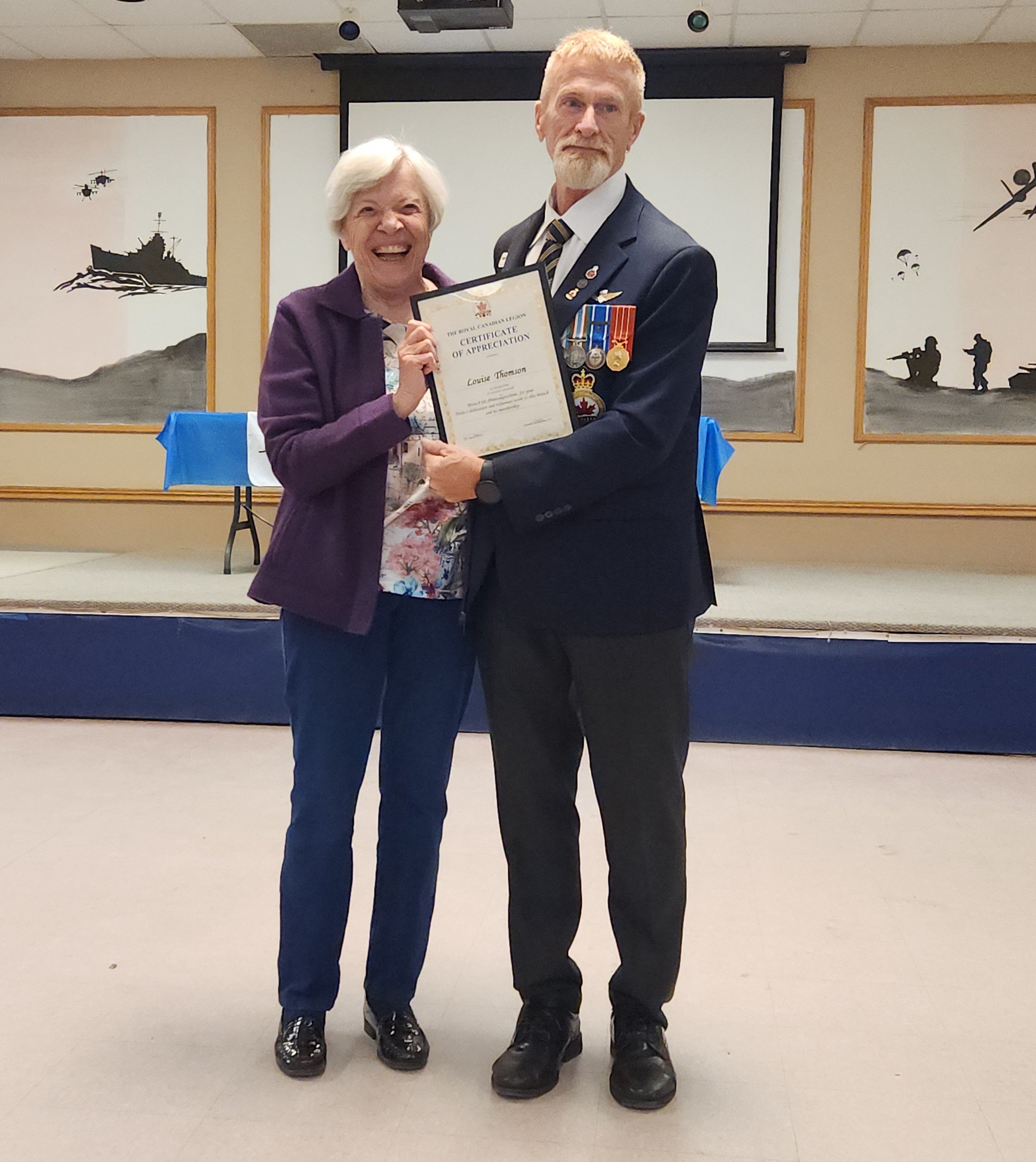 Certificate of Appreciation to Louise Thomson