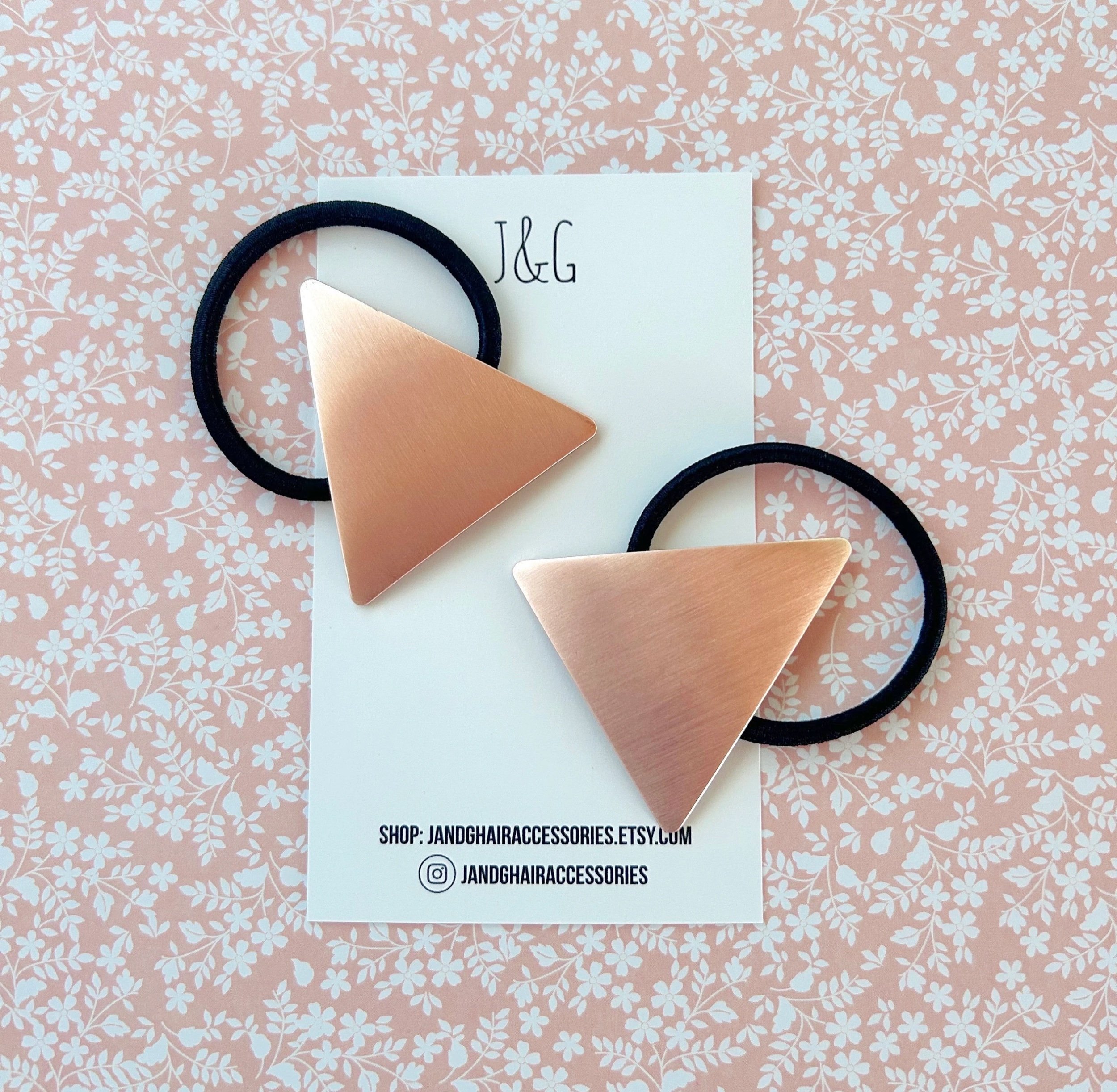 Brushed Metal Triangle Hair Tie Elastic, Adult Hair Accessories, Metal Hair Bands, Messy Bun, Geometric Hair Ponytail Elastics, Girlfriend Gifts