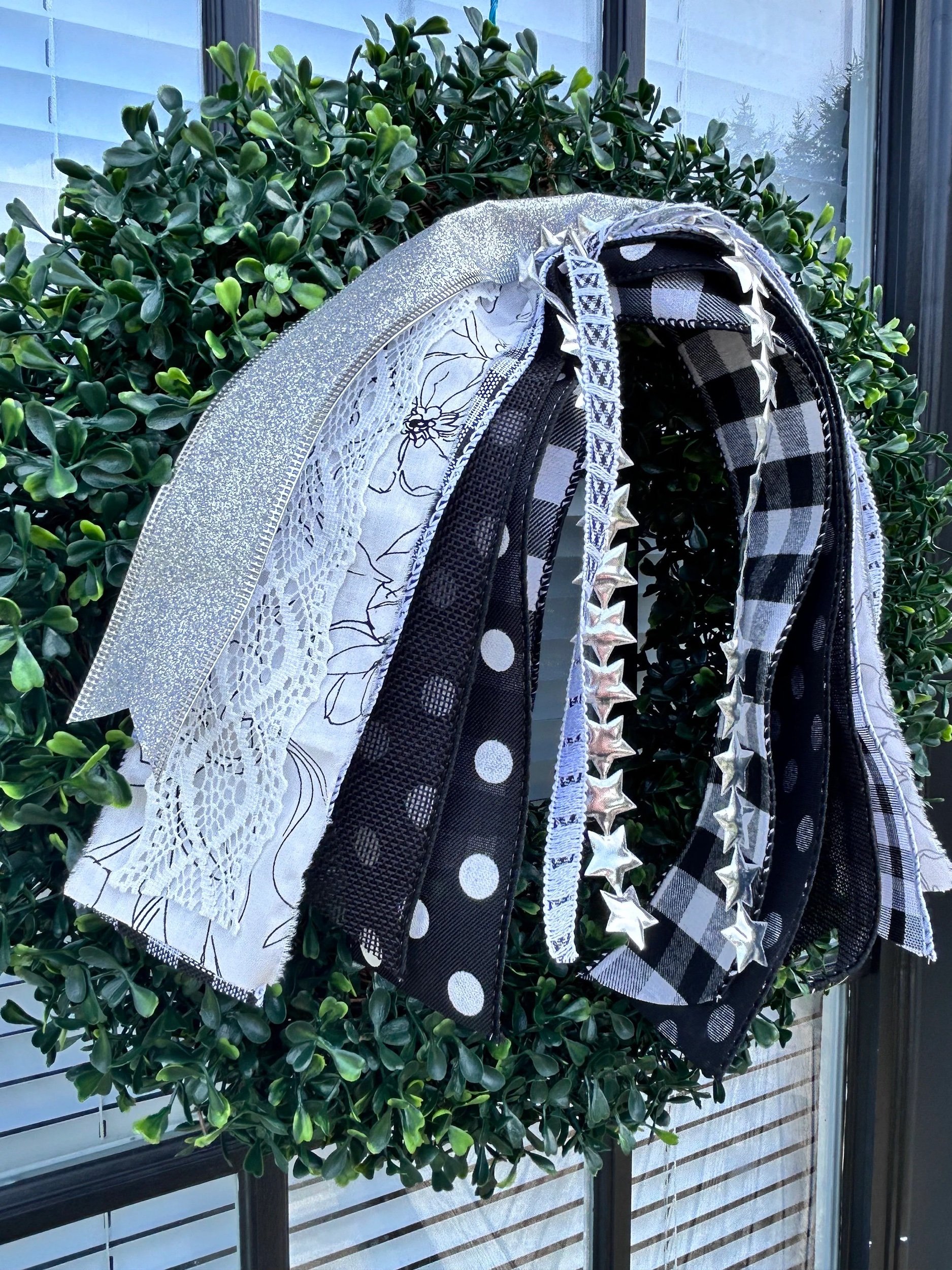 BLACK WHITE Wreath Ribbon Set, Ribbon Bundle, Home Décor, Ribbon Sets, Ribbon Trim, Ribbon Bundle for Wreaths, Coffee Filter Wreath Ribbons