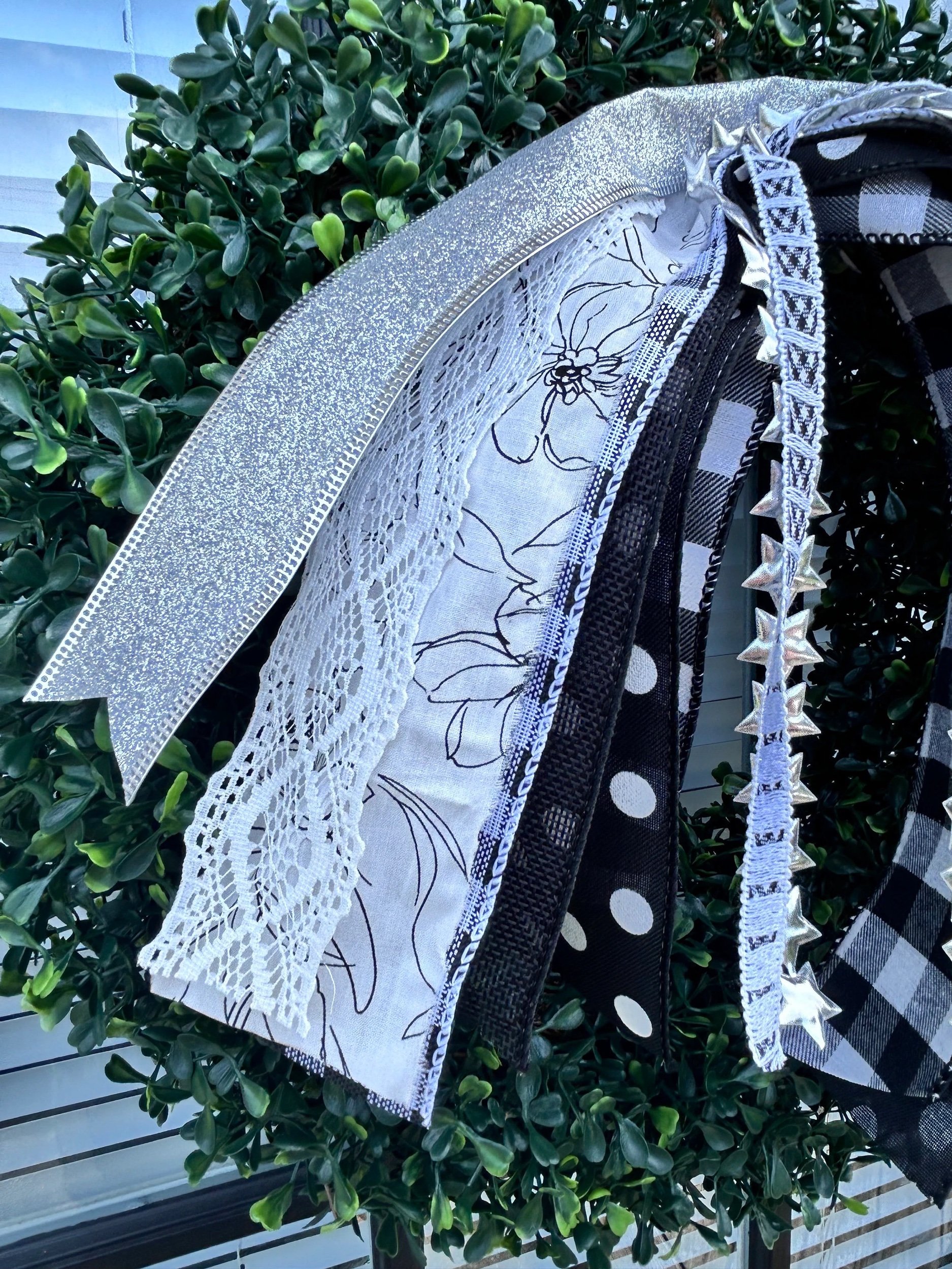 BLACK WHITE Wreath Ribbon Set, Ribbon Bundle, Home Décor, Ribbon Sets, Ribbon Trim, Ribbon Bundle for Wreaths, Coffee Filter Wreath Ribbons