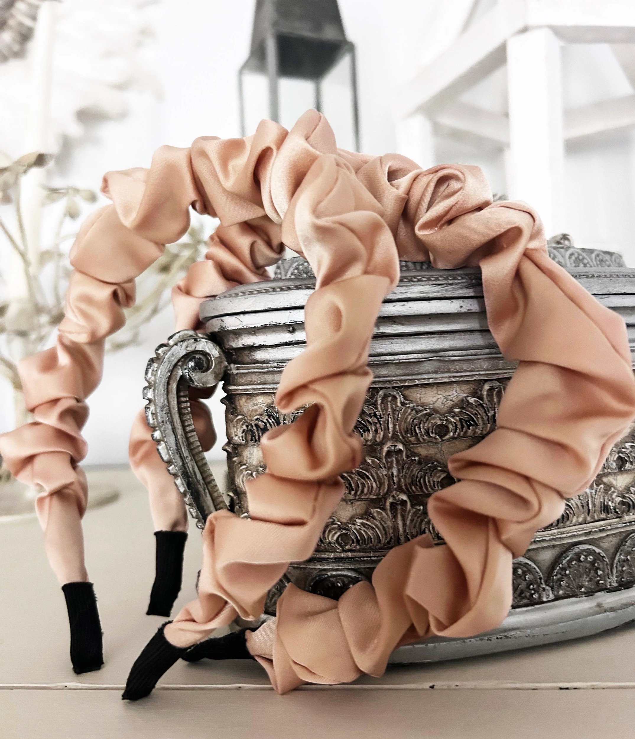 Modern Ruched Headband for Women, Champagne or Black Adult Headbands, Headbands for Ladies, Silky Dressy Headband, Girlfriend Gifts