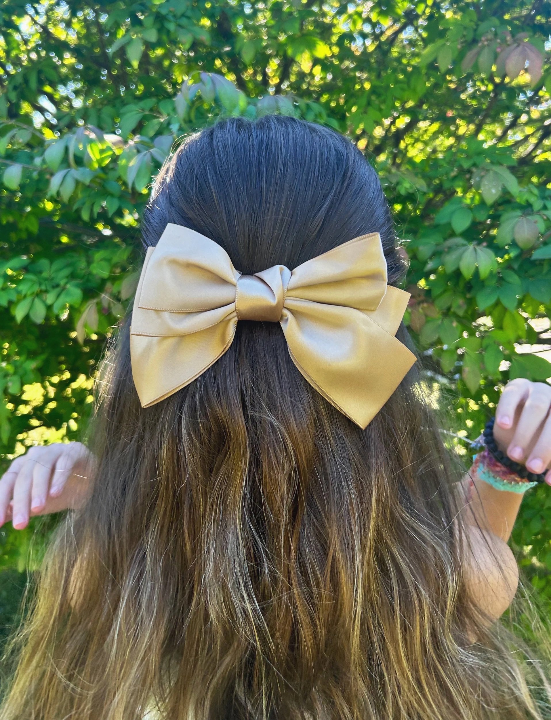 Champagne Silky Hair Bow for All Ages, Wedding Dressy Bow, Hair Clip, Giant Bow, Formal Silk Beige Bow, Photo Prop Bows
