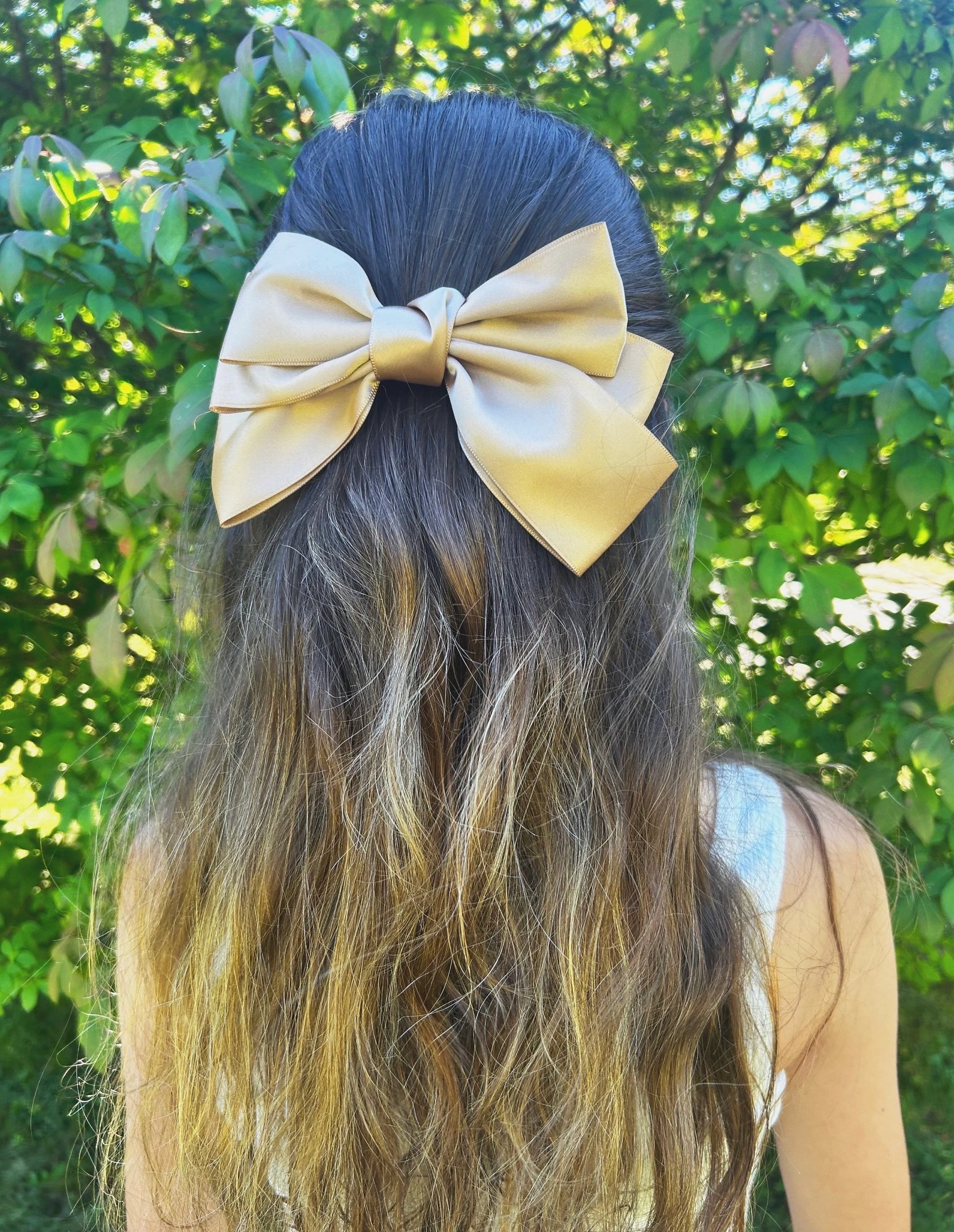 Champagne Silky Hair Bow for All Ages, Wedding Dressy Bow, Hair Clip, Giant Bow, Formal Silk Beige Bow, Photo Prop Bows