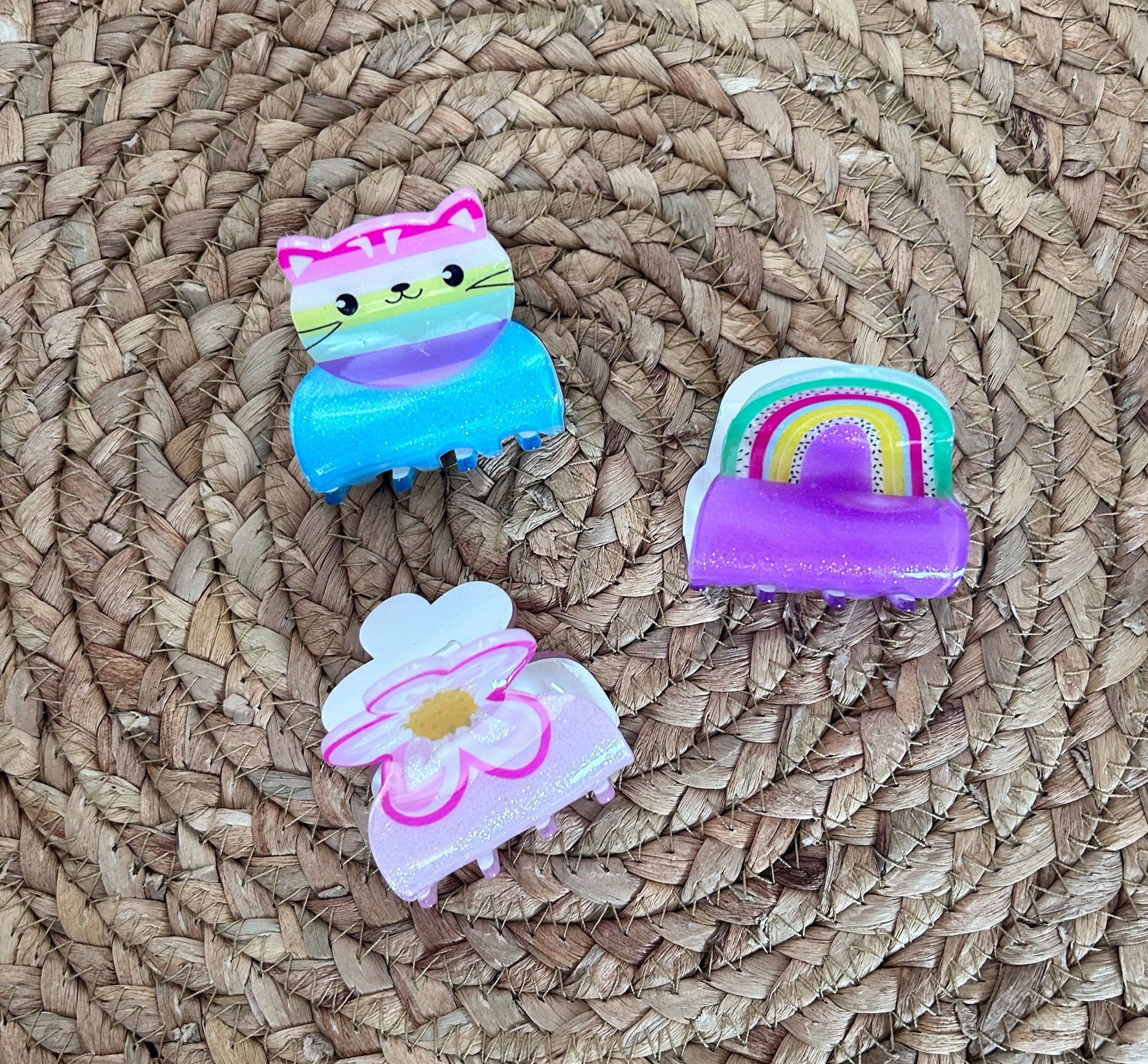 Hair Claws, Flower Rainbow and Cat Hair Clip Set, Adult Teens and Child Hair Claws, Hair Clasp, Adult Hair Accessories, Girlfriend Gifts