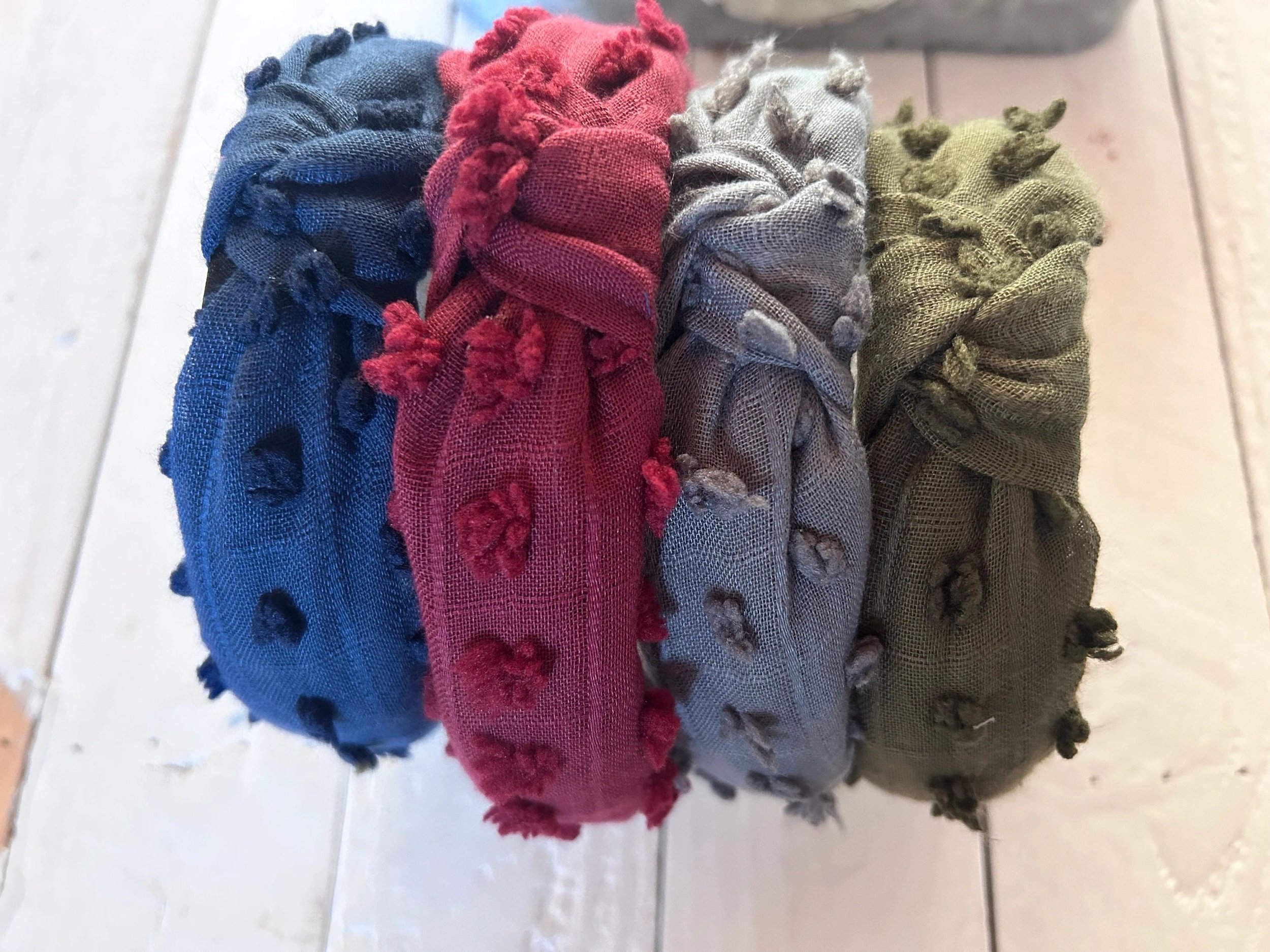 Linen Swiss Dots Top Knot Headband for Women, Dressy Headband, Hard Headbands for Ladies, Knotted Headband, Girlfriend Gifts, Adult Headband