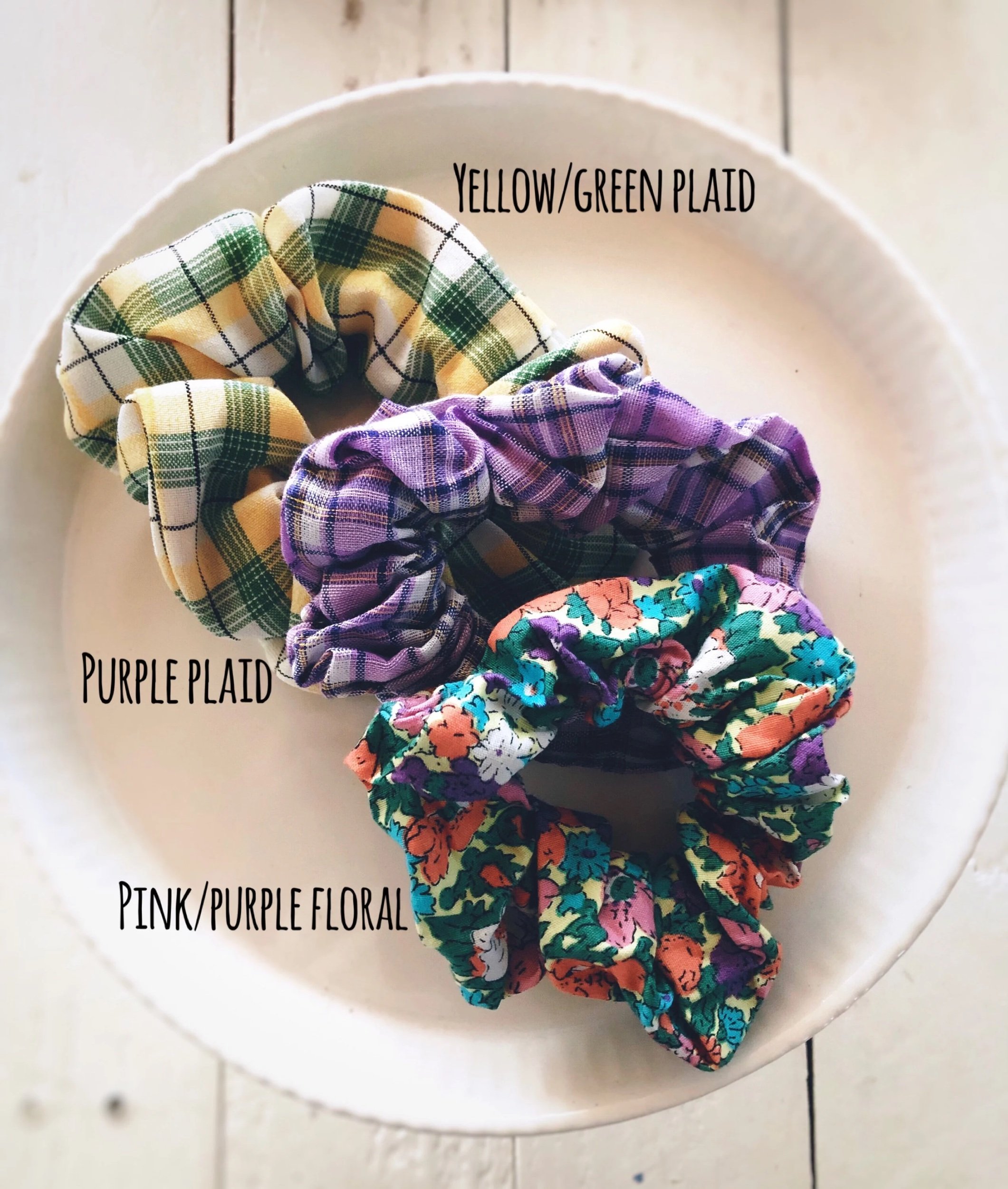 Hair Scrunchies for Women and Kids, Floral Scrunchies, Plaid Scrunchies, Ponytail Holders, Gifts