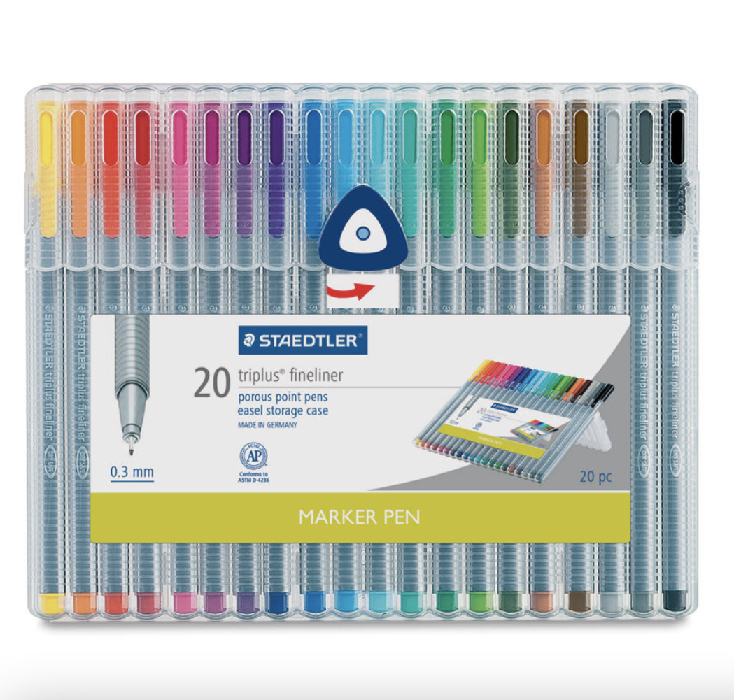 Staedtler Triplus Fineliner Pen - Assorted Colors, Set of 20