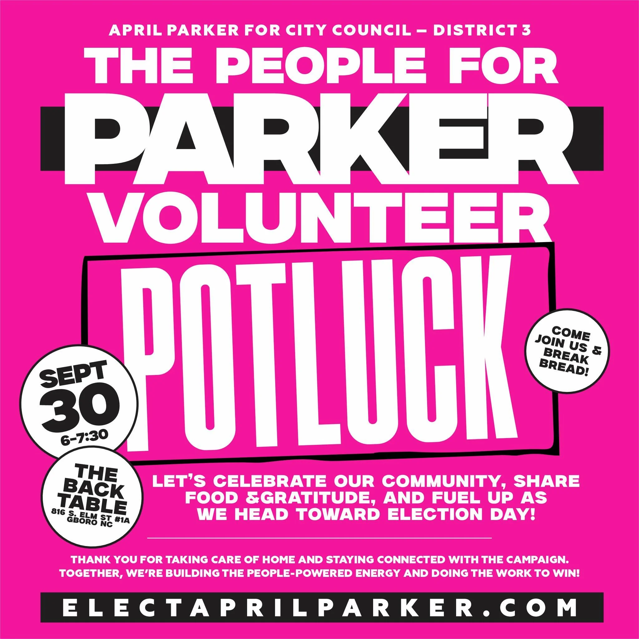 The People For Parker Volunteer & Potluck