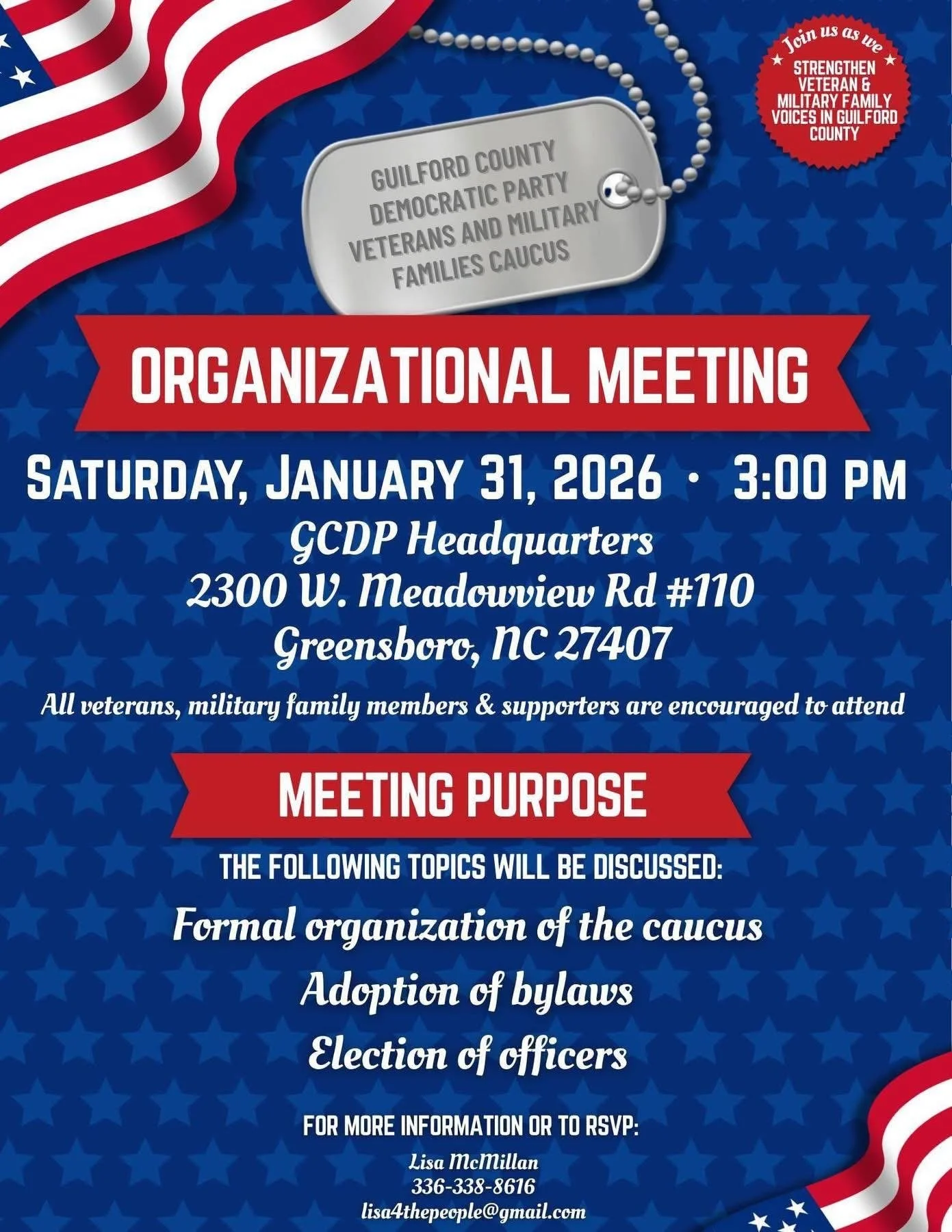 GCDP Veterans and Military Families Caucus Organizational Meeting