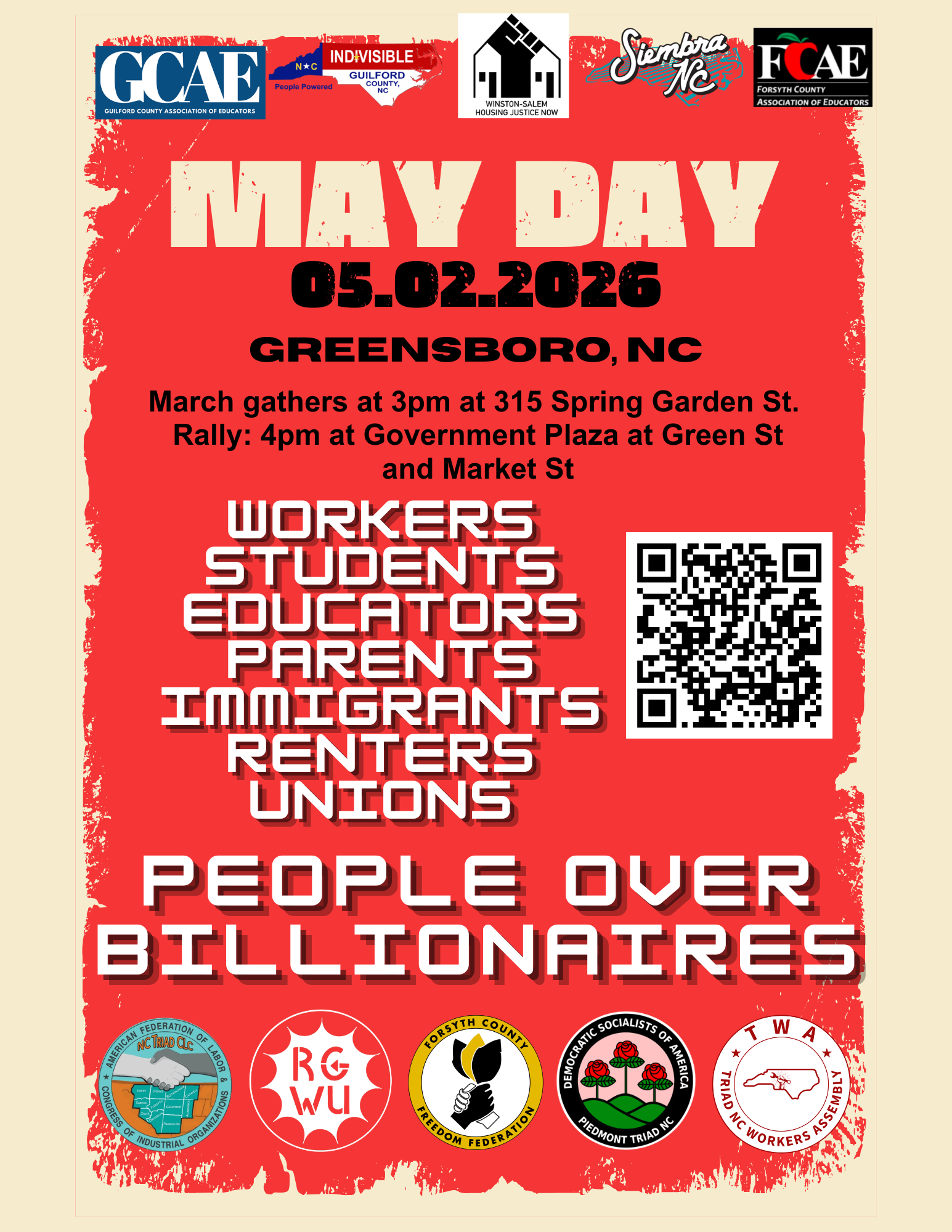 May Day Triad NC, March and Rally