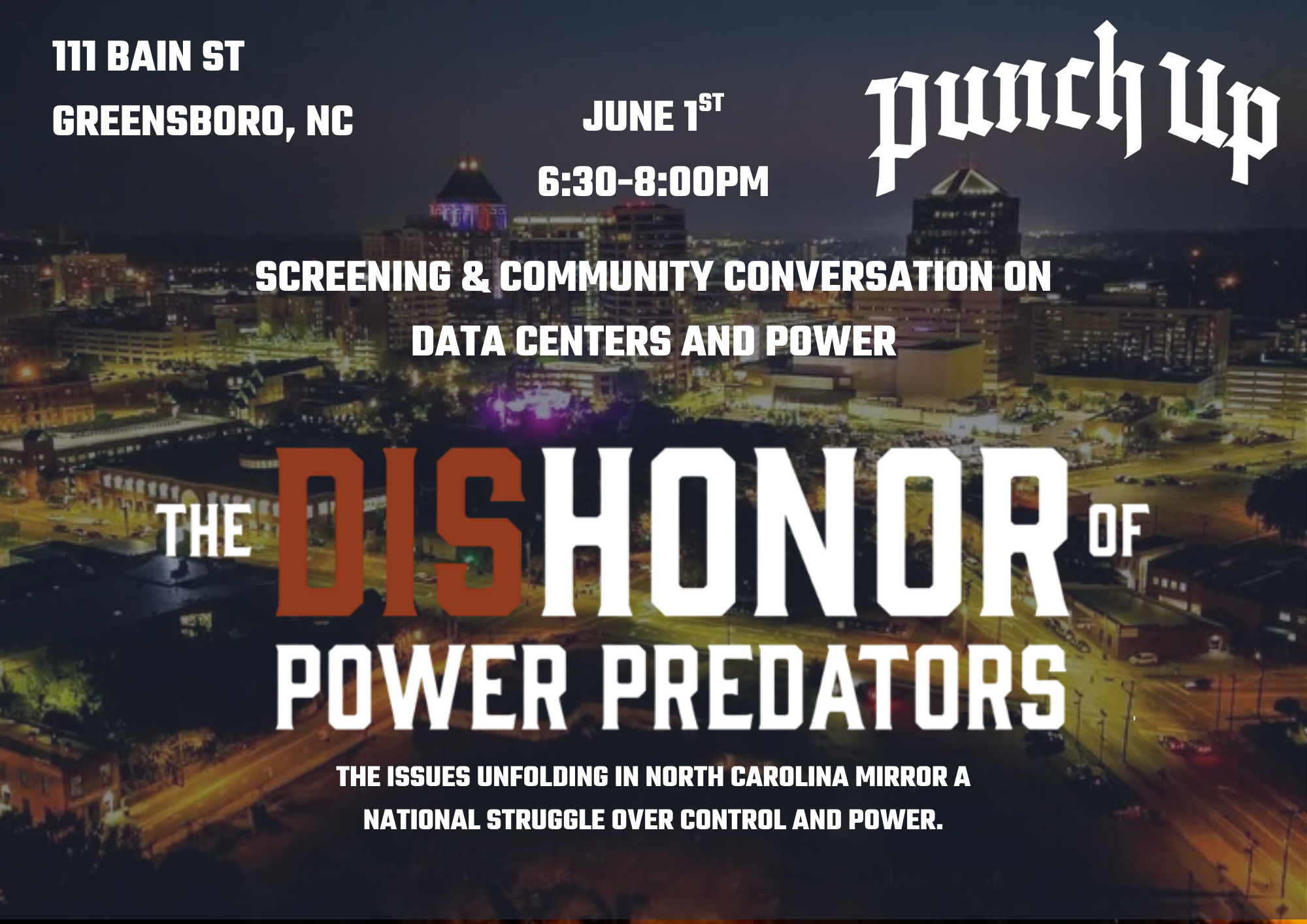 Screening of “Dishonor: Power Predators” and Community Conversation on Data Centers